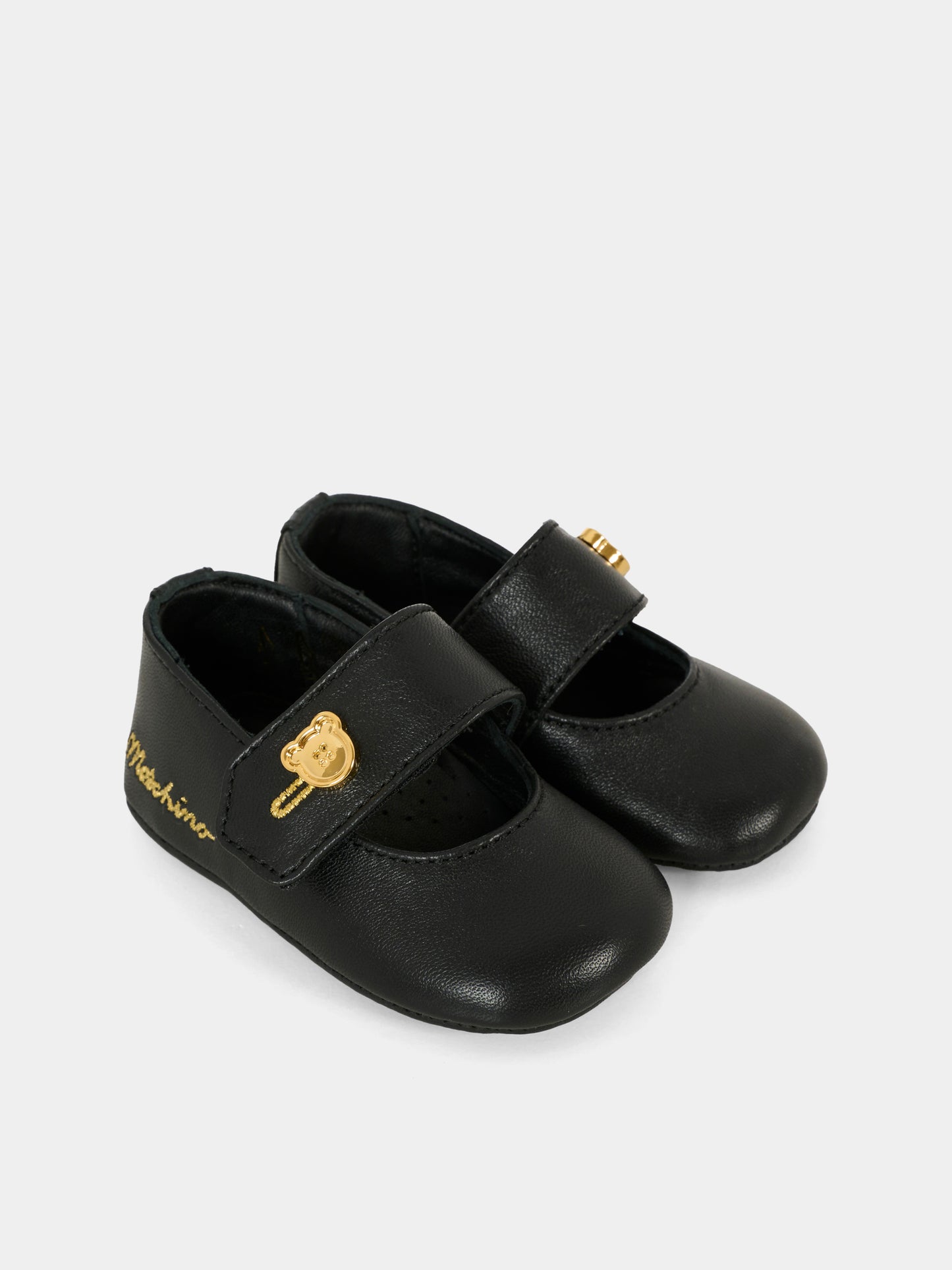 Ballerine nere per neonata con logo,Moschino Kids,81803 - VAR1