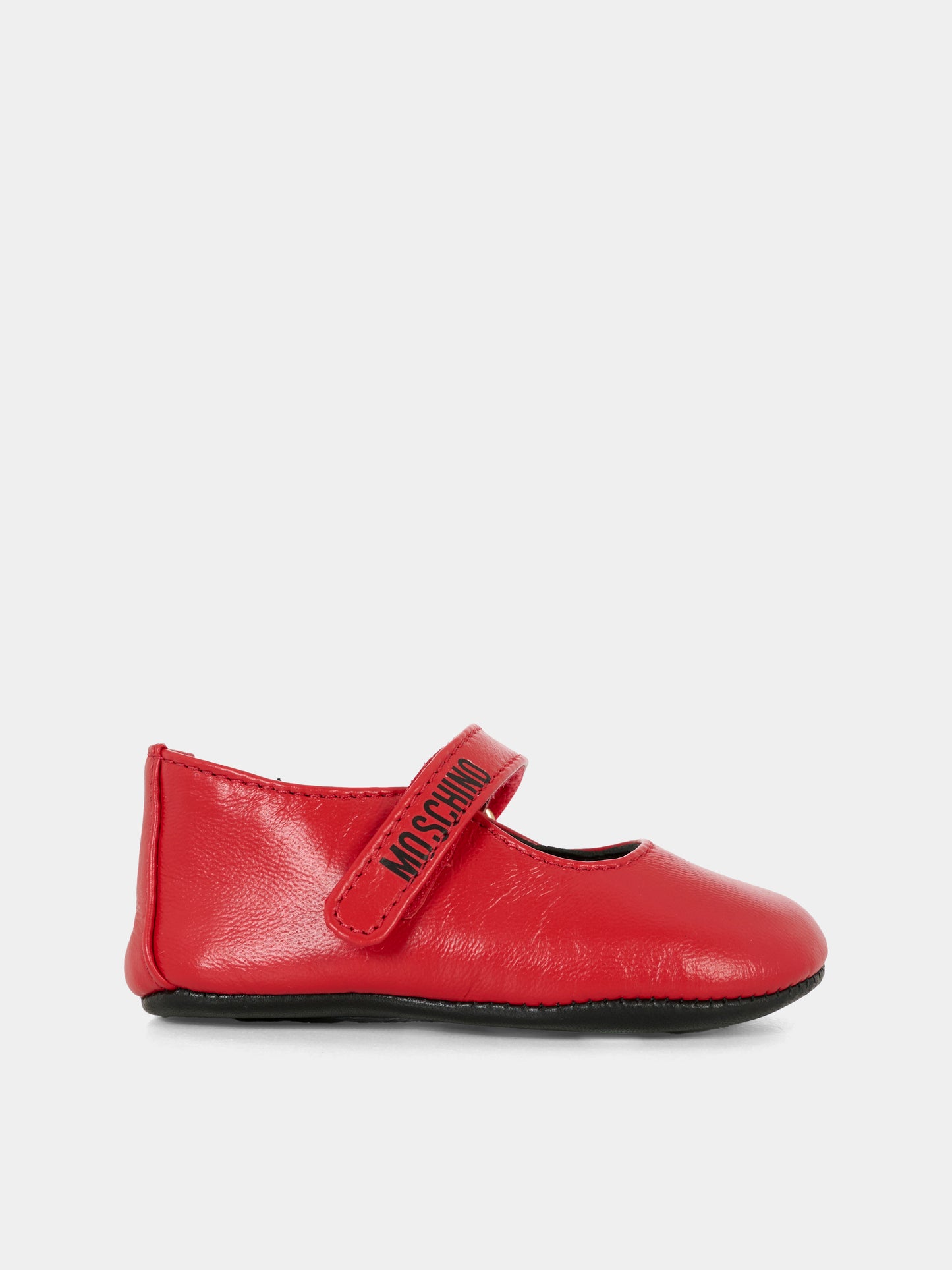 Ballerine rosse per neonata con logo,Moschino Kids,81801 - VAR3