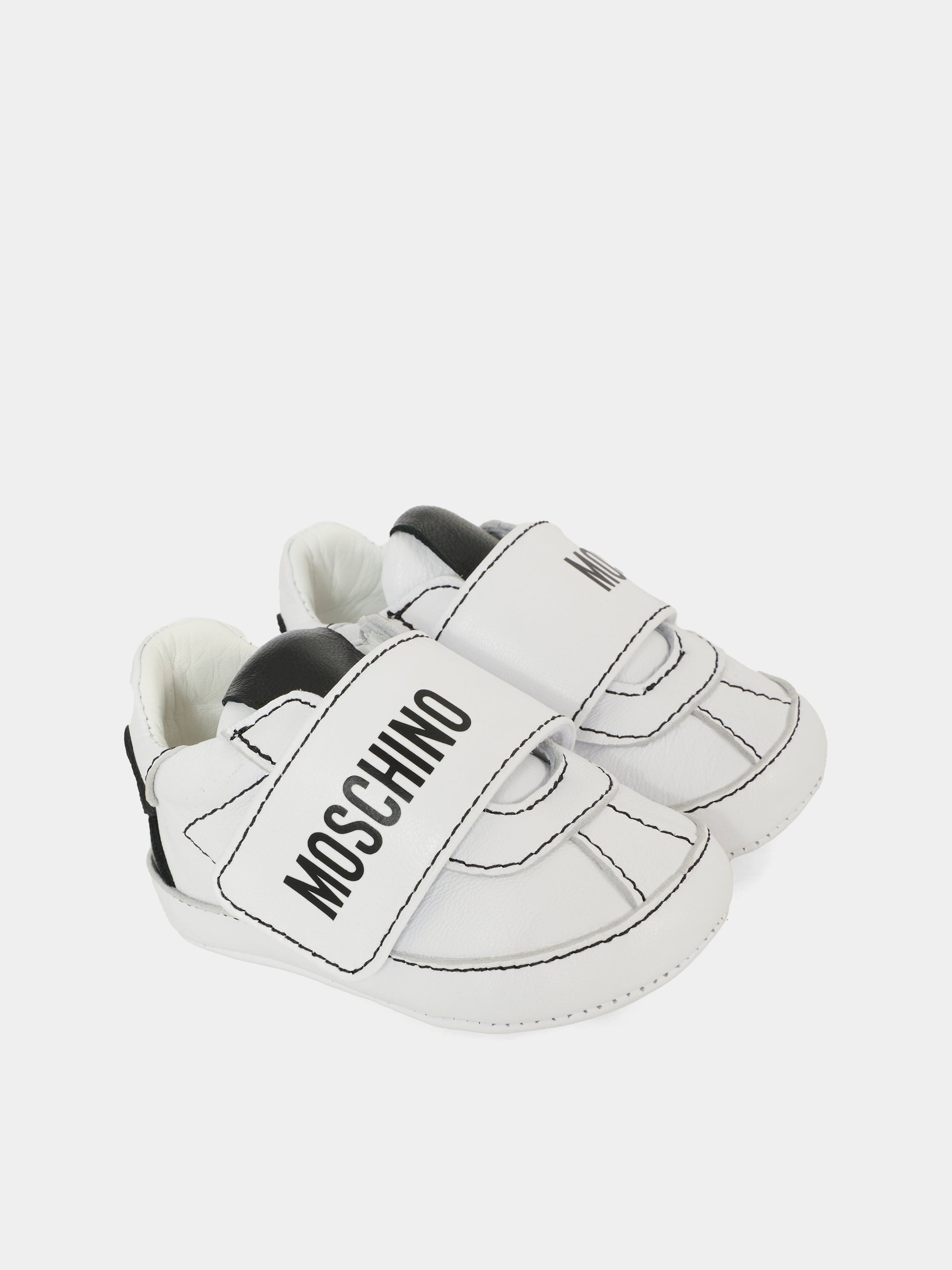 Sneakers bianche per neonati con logo,Moschino Kids,81808 - VAR1