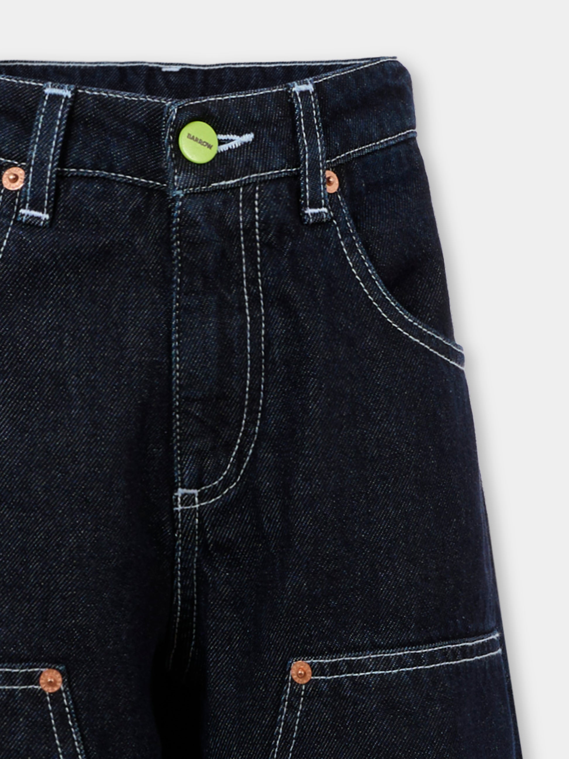 Jeans denim blu per bambino con patch logato,Barrow,F5BKJGDP206 126