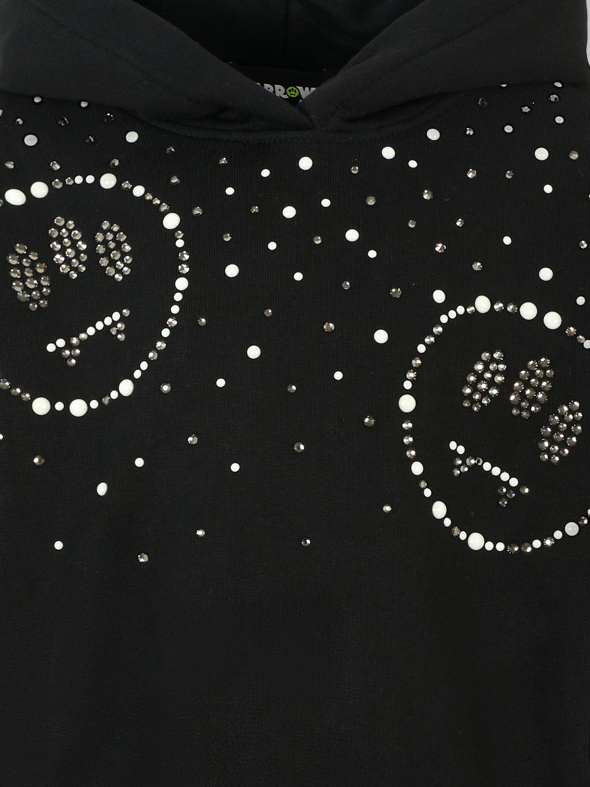 Felpa crop nera per bambina con smile e strass,Barrow,F5BKJGHS179 110