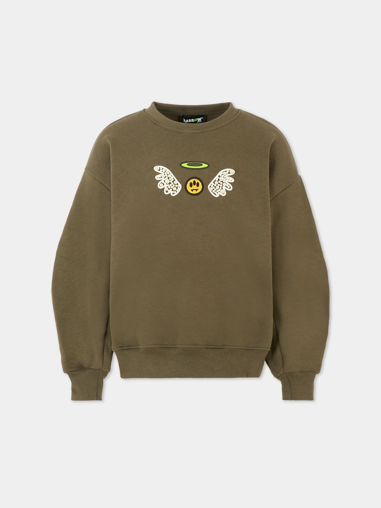 Felpa verde per bambina con stampa Bear e perle,Barrow,F5BKJGSW184 404