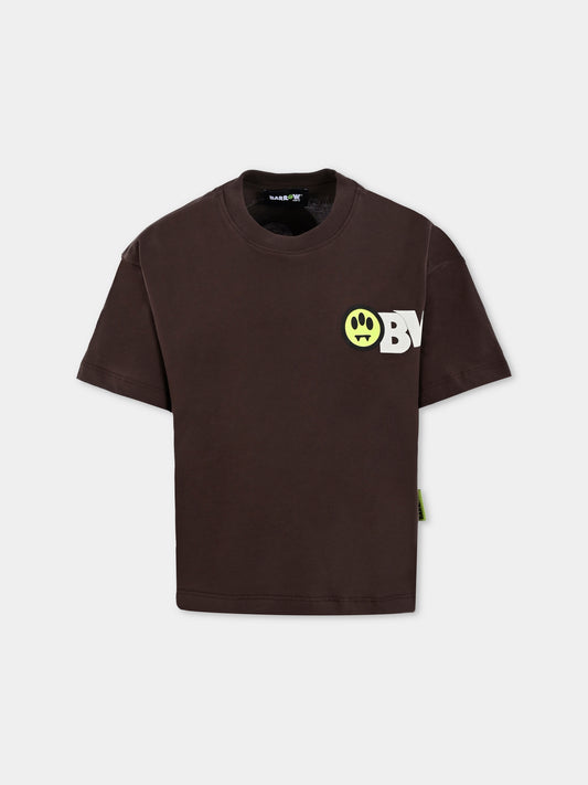 T-shirt marrone per bambini con stampa Bear,Barrow,F5BKJUTH046 308