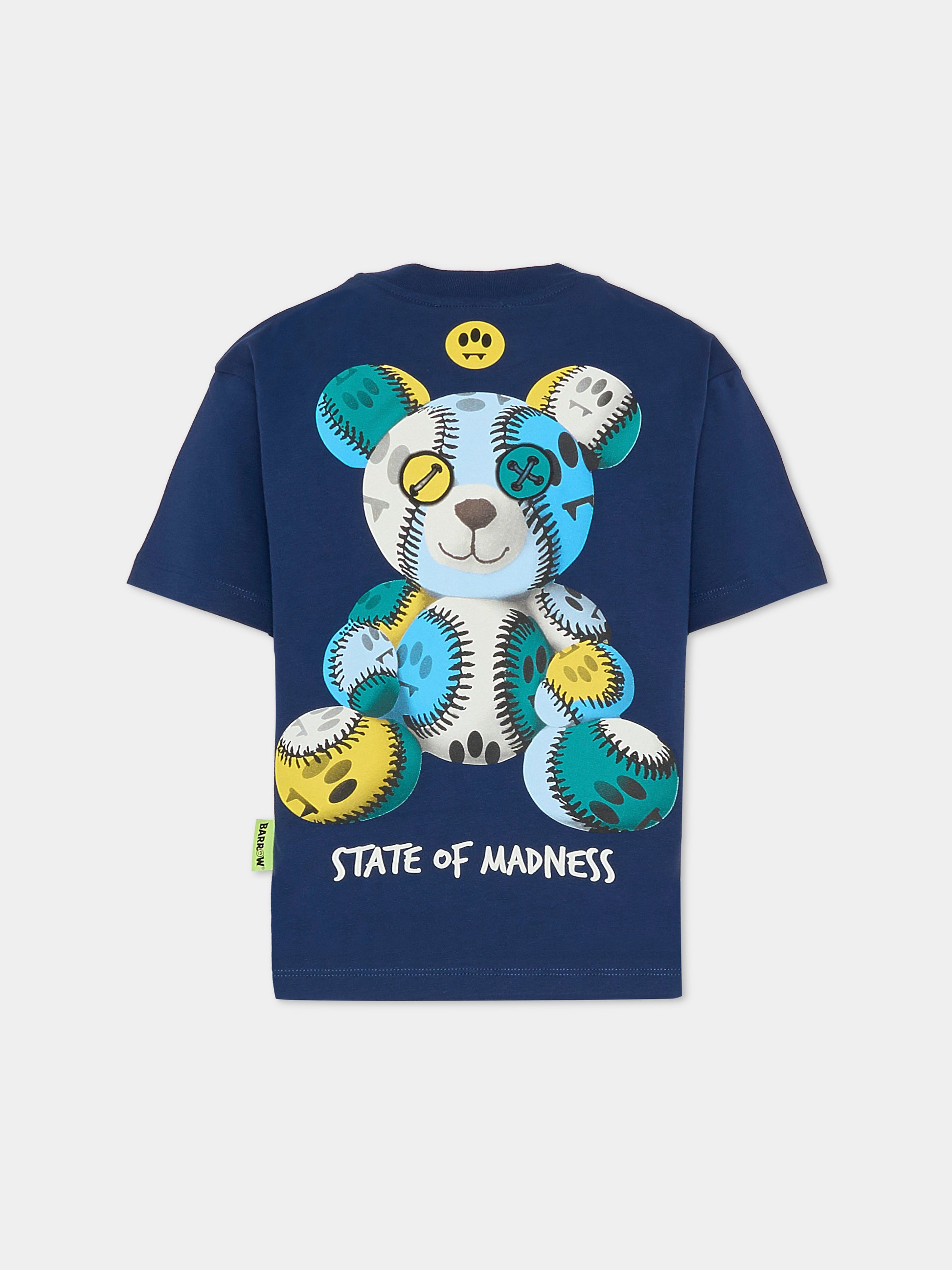 T-shirt blu per bambino con stampa Bear,Barrow,F5BKJUTH077 060