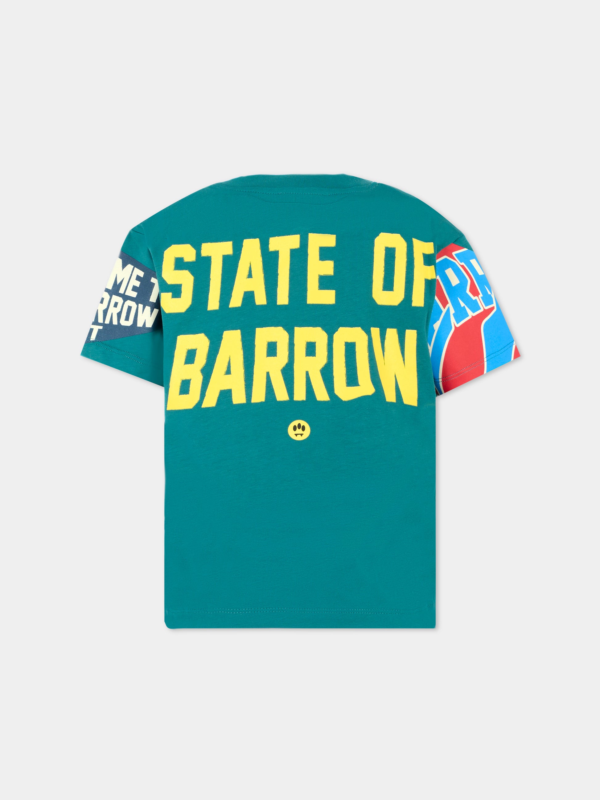 T-shirt verde per bambino con smile e scritta,Barrow,F5BKJUTH079 309
