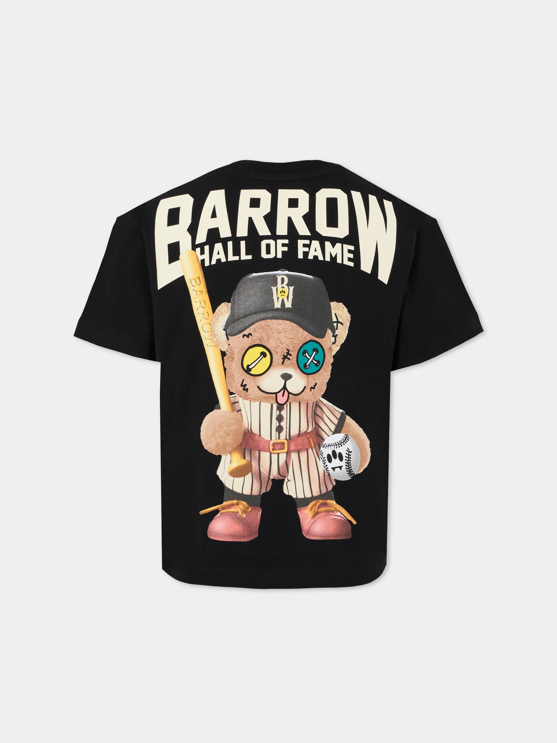 T-shirt nera per bambini con stampa Bear Baseball,Barrow,F5BKJUTH083 110