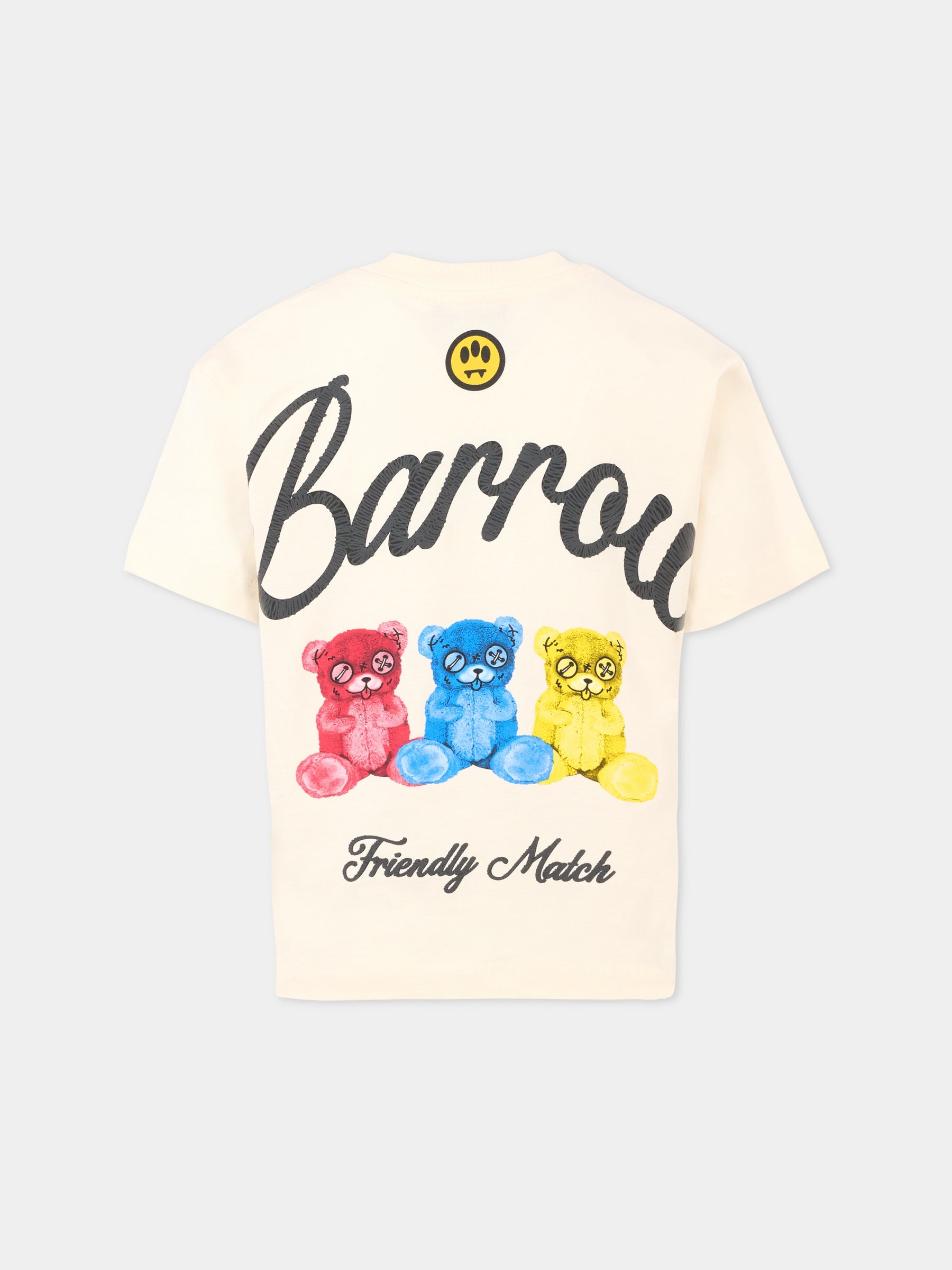 T-shirt avorio per bambini con logo,Barrow,F5BKJUTH103 013