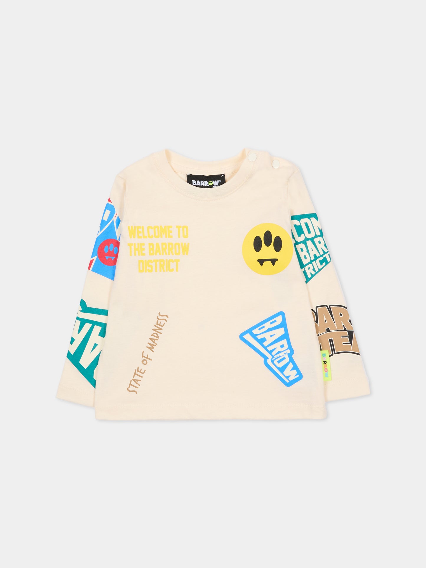 T-shirt avorio per neonato con smiley,Barrow,F5BKUNTH215 013