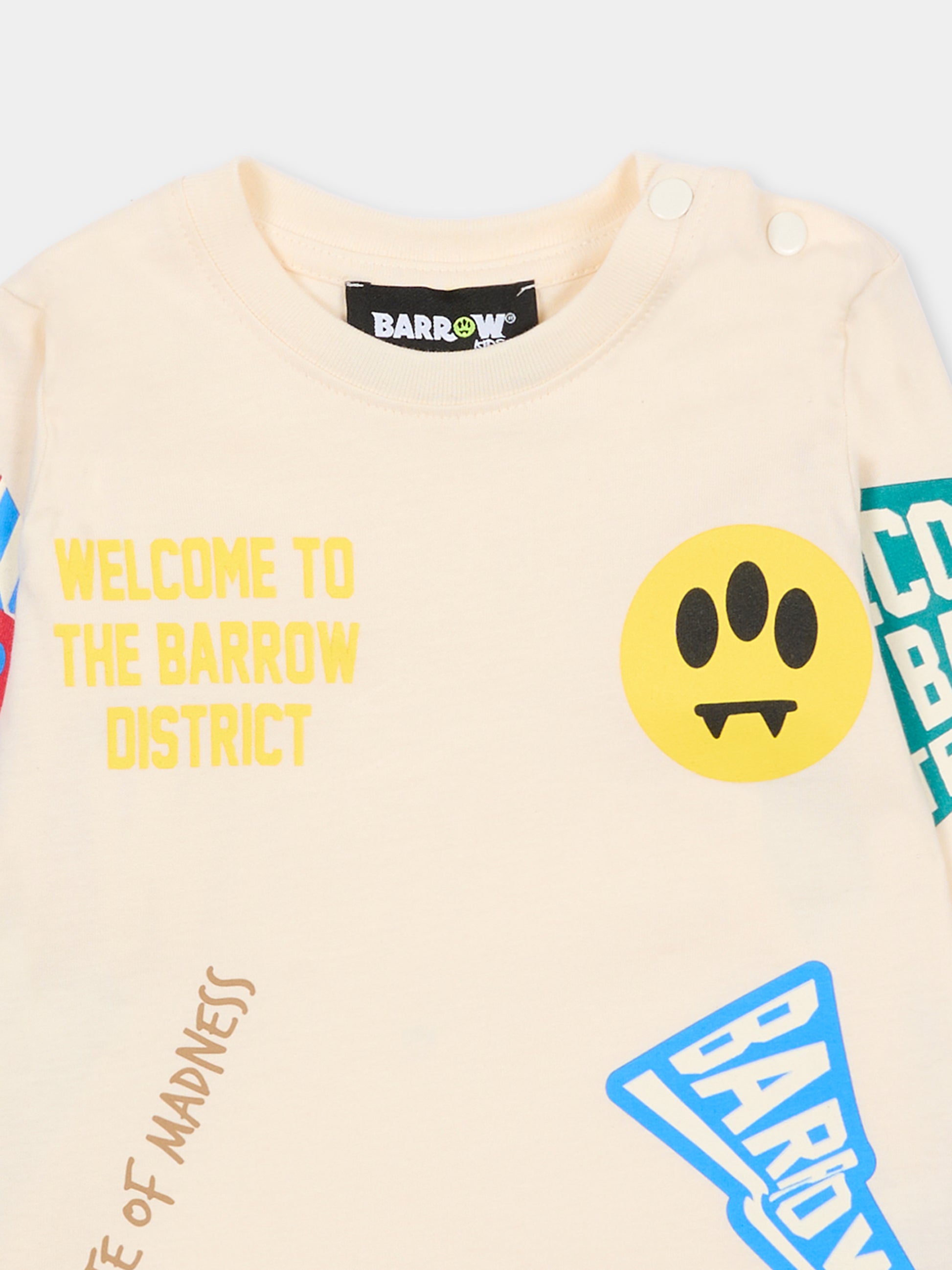 T-shirt avorio per neonato con smiley,Barrow,F5BKUNTH215 013