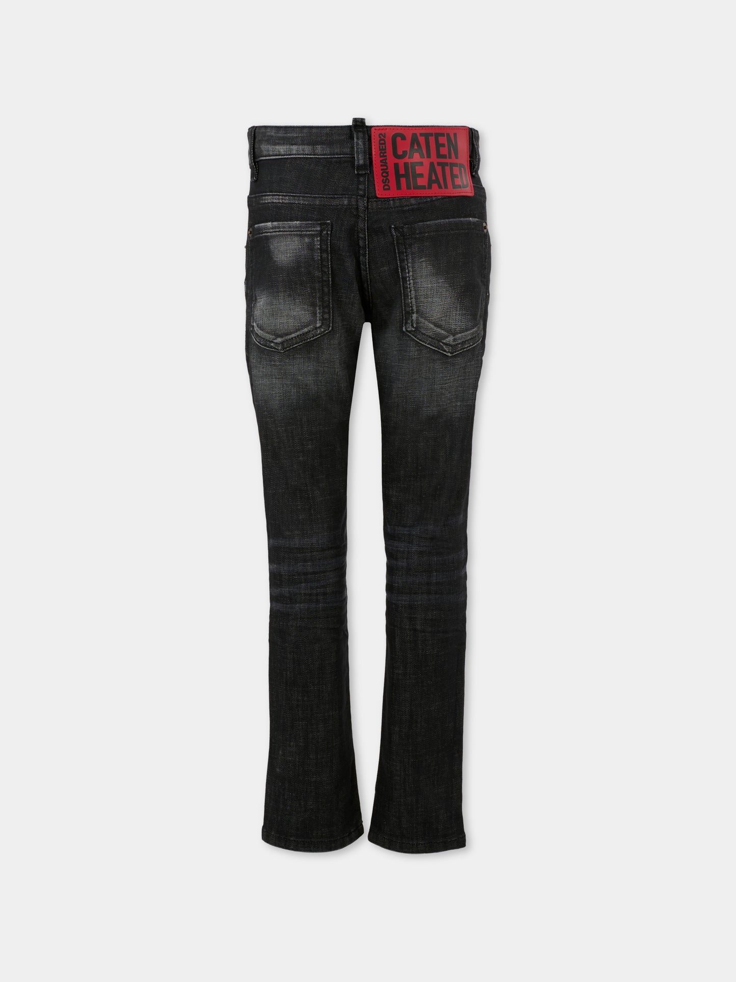 Jeans neri per bambino con patch logato,Dsquared2,DQ0236-D0AEQ-DQ02