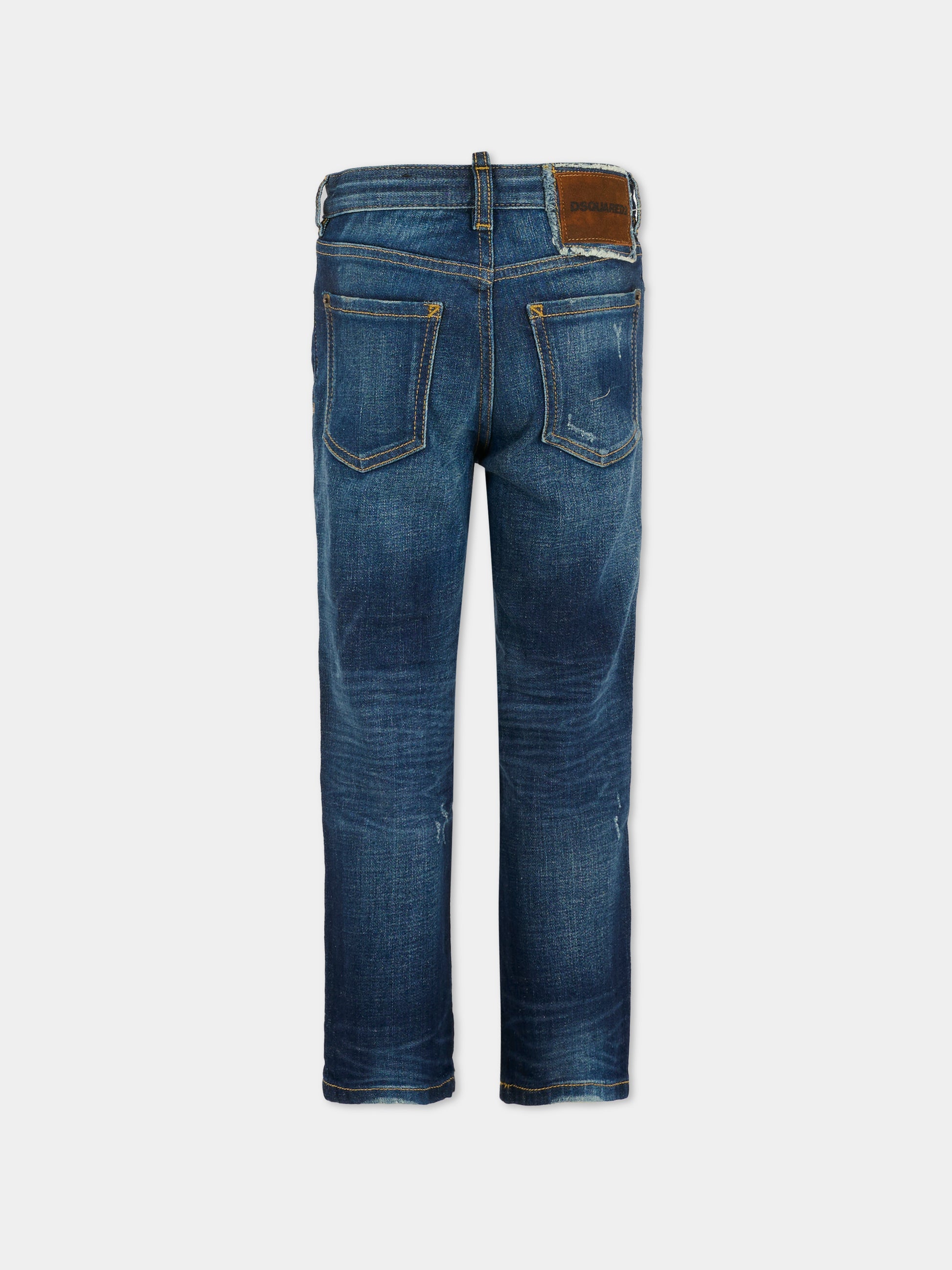 Jeans blu per bambino con patch logato,Dsquared2,DQ2241-D0AER-DQ01