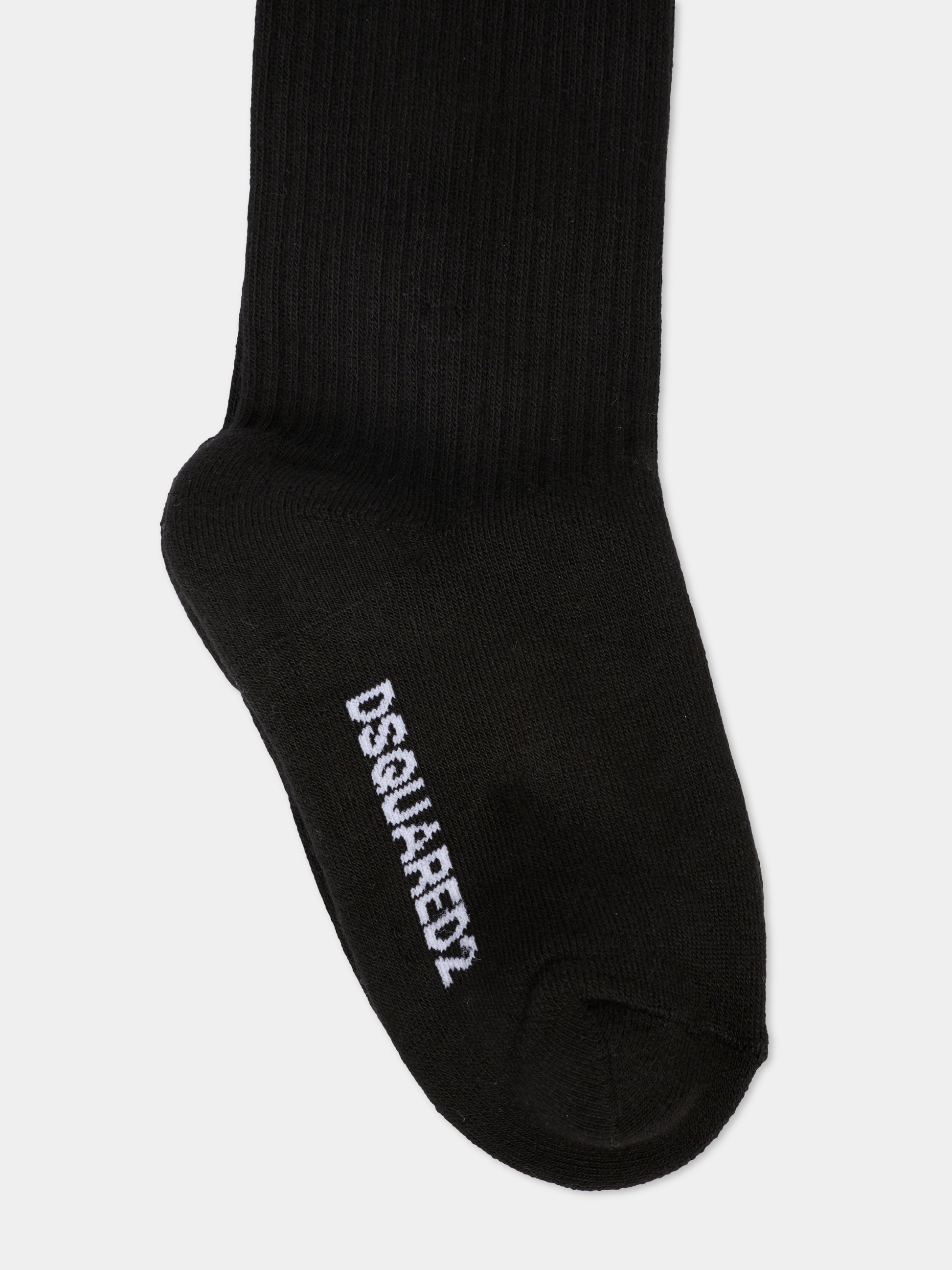 Calze nere per bambini con logo bianco,Dsquared2,DQ2686-D0A9S-DQ900