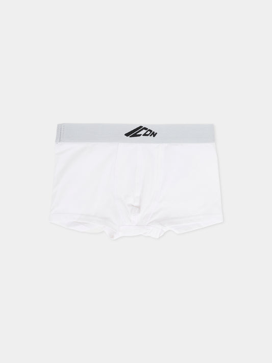 Boxer bianco per bambino con logo,Dsquared2,DQ2952-D008J-DQ10E