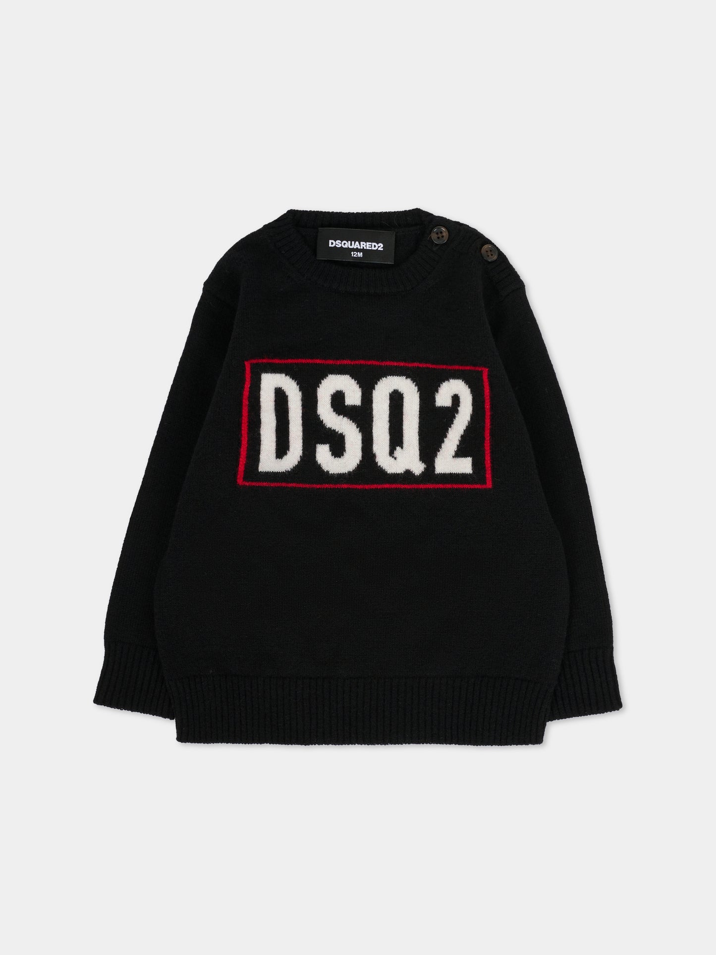 Maglione nero per neonato con logo,Dsquared2,DQ3109-D0AFF-DQ900