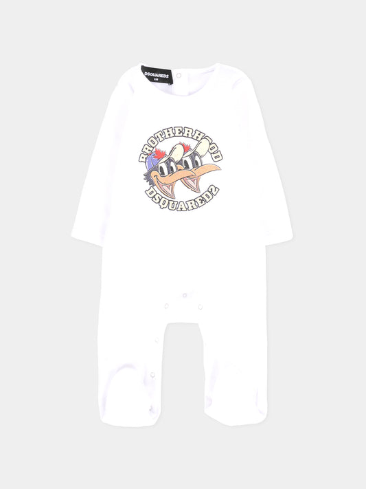 Tutina bianca per neonato con stampa paperi,Dsquared2,DQ3111-D0095-DQ100