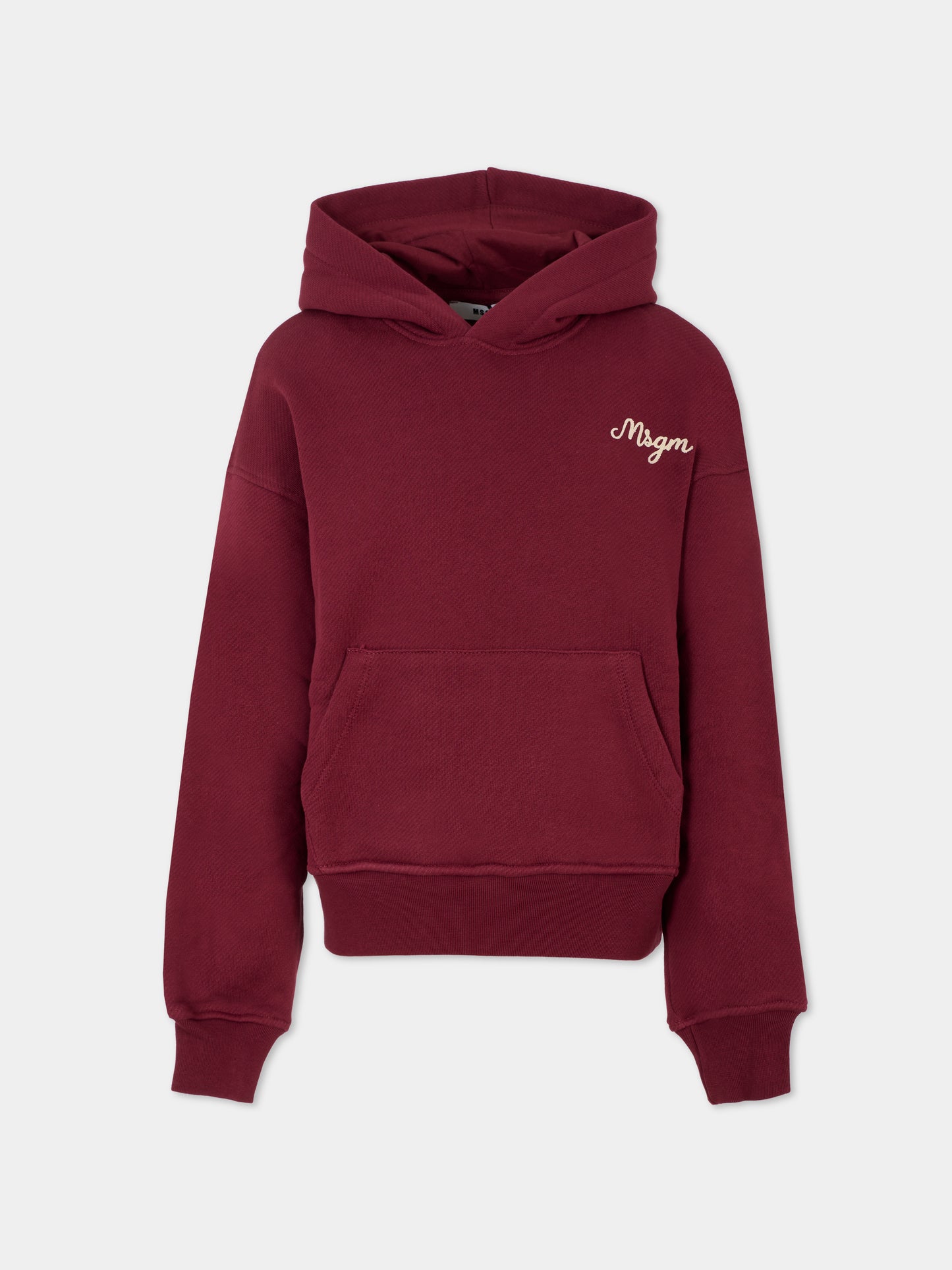 Felpa bordeaux per bambino con logo,Msgm Kids,F5MSJBHS254 MS034