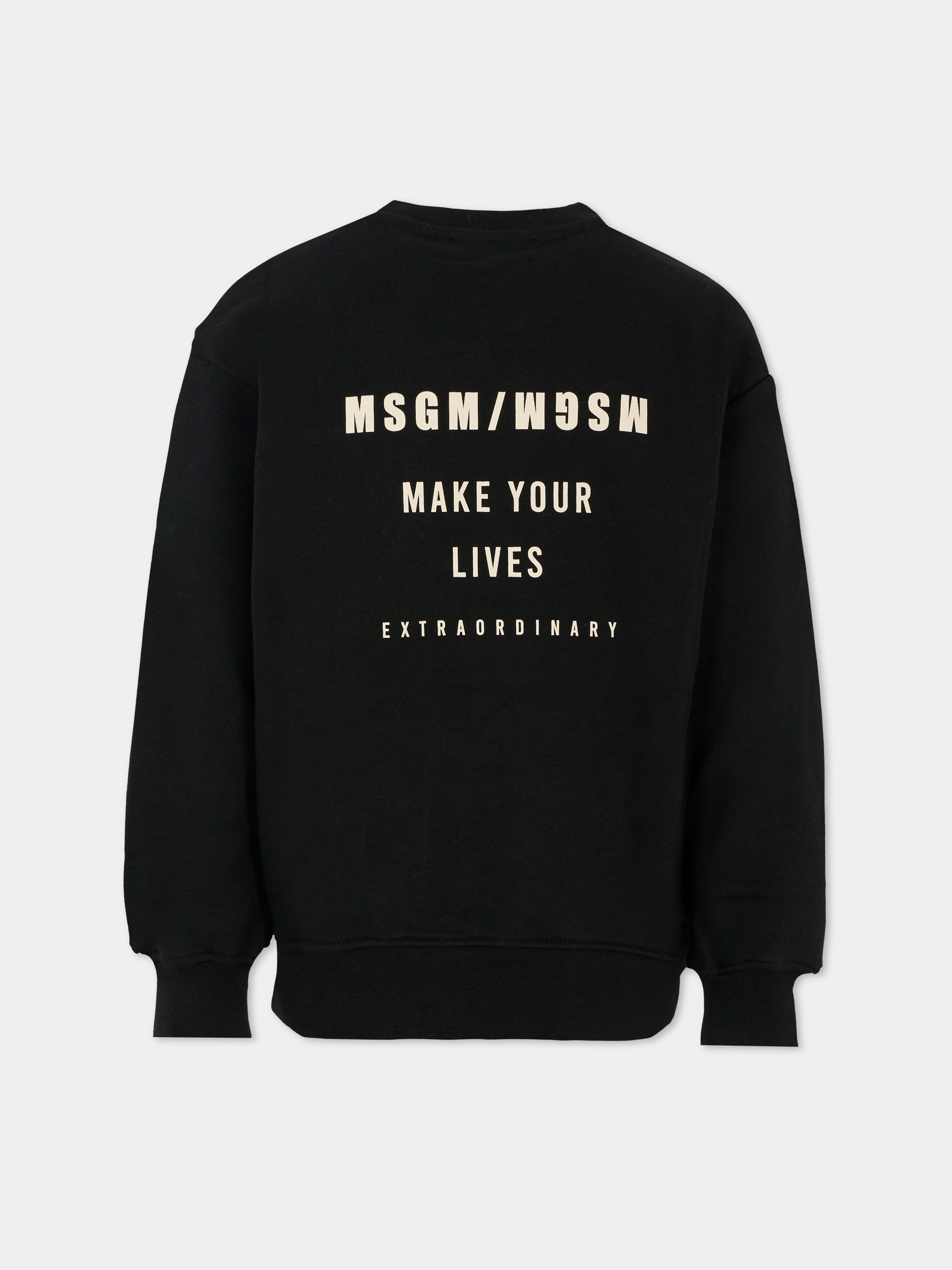 Felpa nera per bambino con logo,Msgm Kids,F5MSJBSW214 110