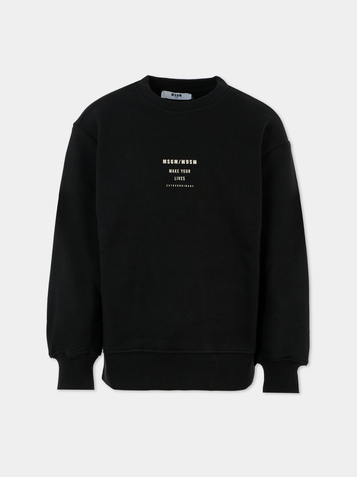 Felpa nera per bambino con logo,Msgm Kids,F5MSJBSW214 110
