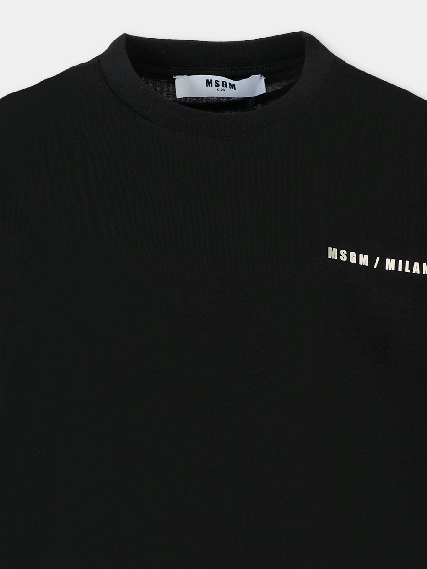 T-shirt nera per bambini con logo,Msgm Kids,F5MSJBTH224 110