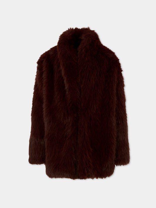 Ecopelliccia rossa per bambina con logo,Msgm Kids,F5MSJGFU064 MS045