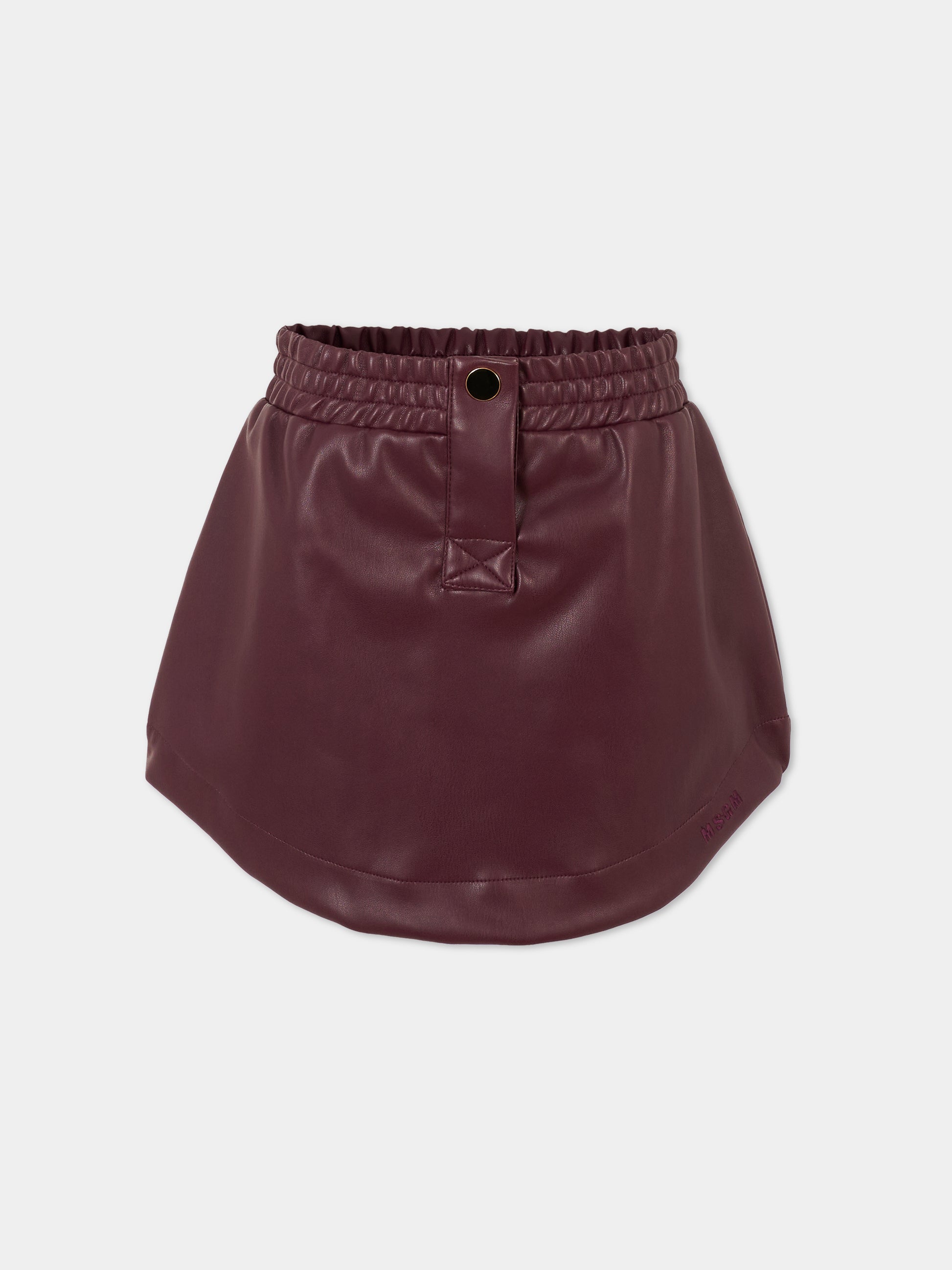 Gonna bordeaux per bambina con logo,Msgm Kids,F5MSJGSK107 MS034