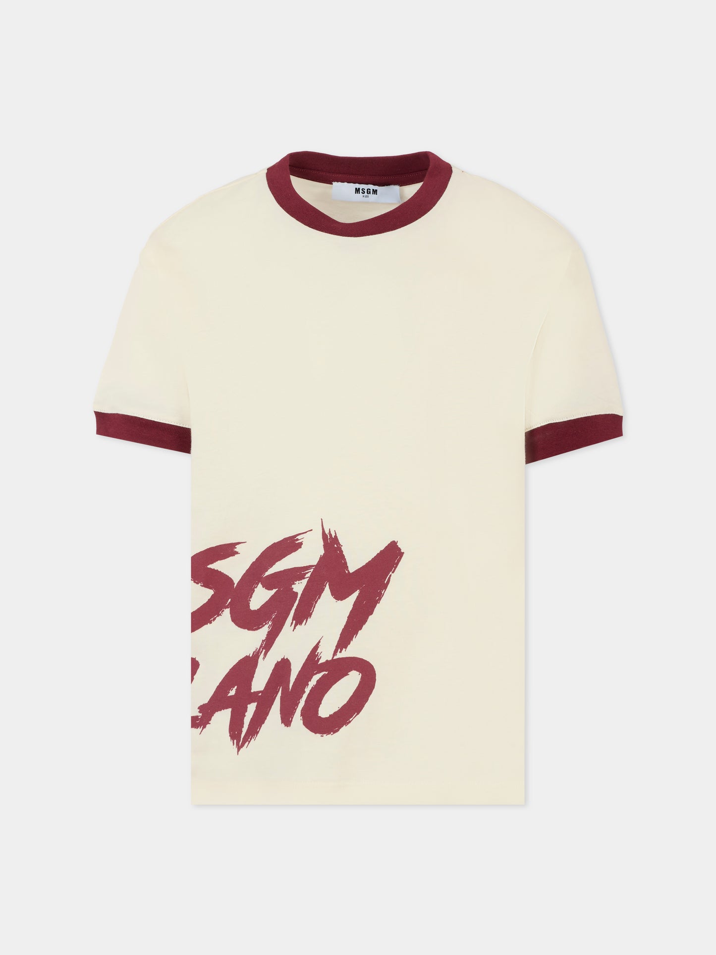 T-shirt avorio per bambina con logo bordeaux,Msgm Kids,F5MSJGTH121 013