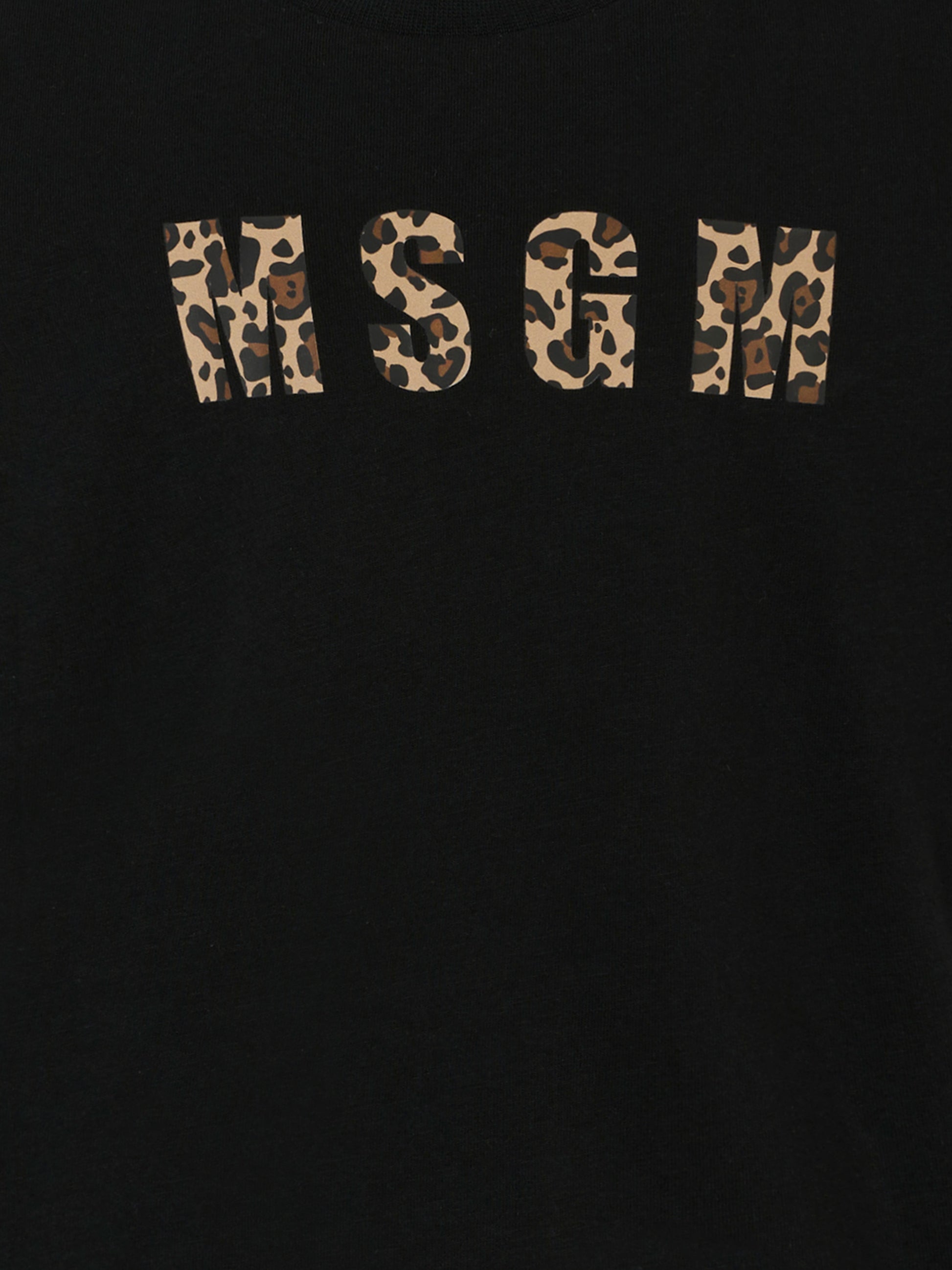 T-shirt nera per bambina con logo animalier,Msgm Kids,F5MSJGTH141 MS068