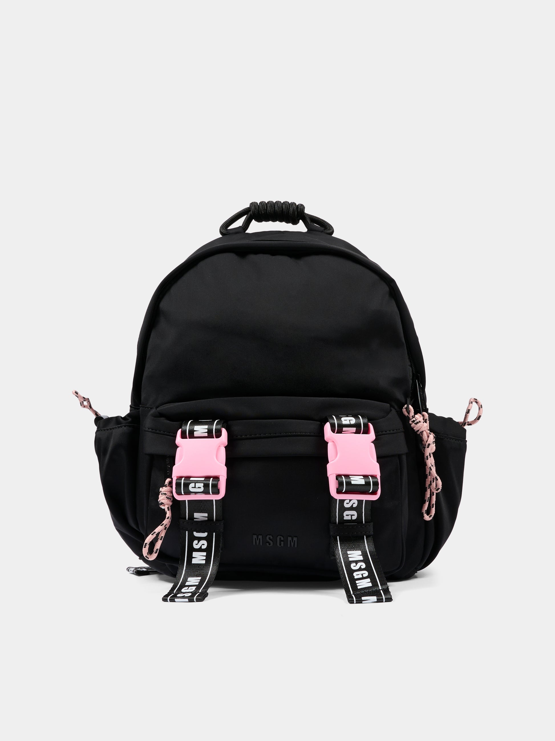 Zaino nero per bambina con logo,Msgm Kids,F5MSJUBP084 110/83