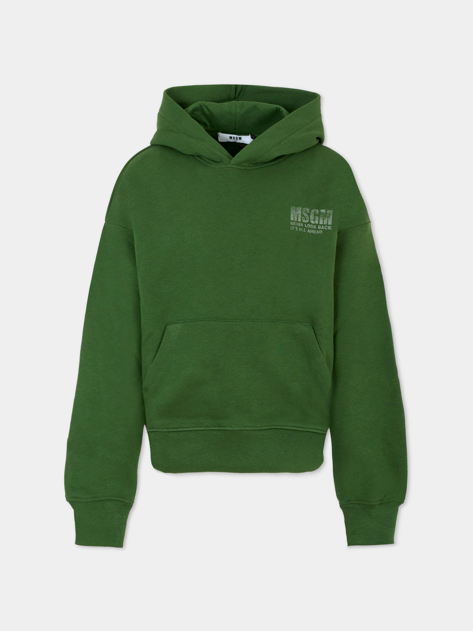 Felpa verde per bambino con logo,Msgm Kids,F5MSJUHS088 MS039