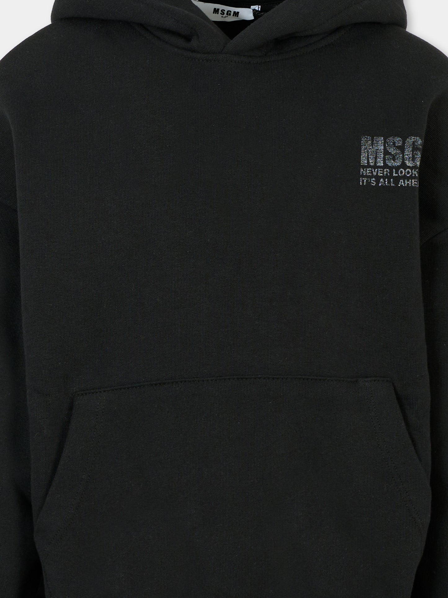 Felpa nera per bambini con logo,Msgm Kids,F5MSJUHS088 110