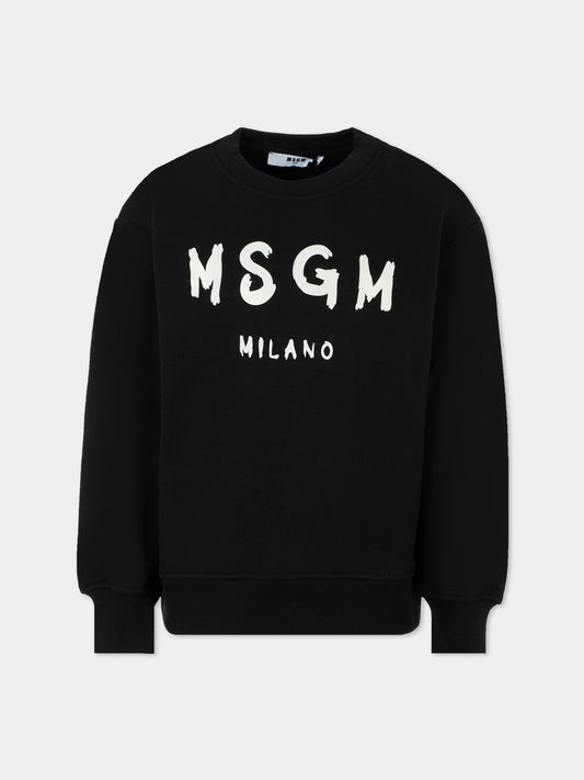Felpa nera per bambini con logo,Msgm Kids,F5MSJUSW018 110