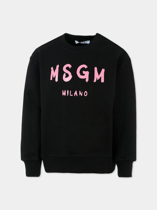 Felpa nera per bambina con logo,Msgm Kids,F5MSJUSW018 110/83