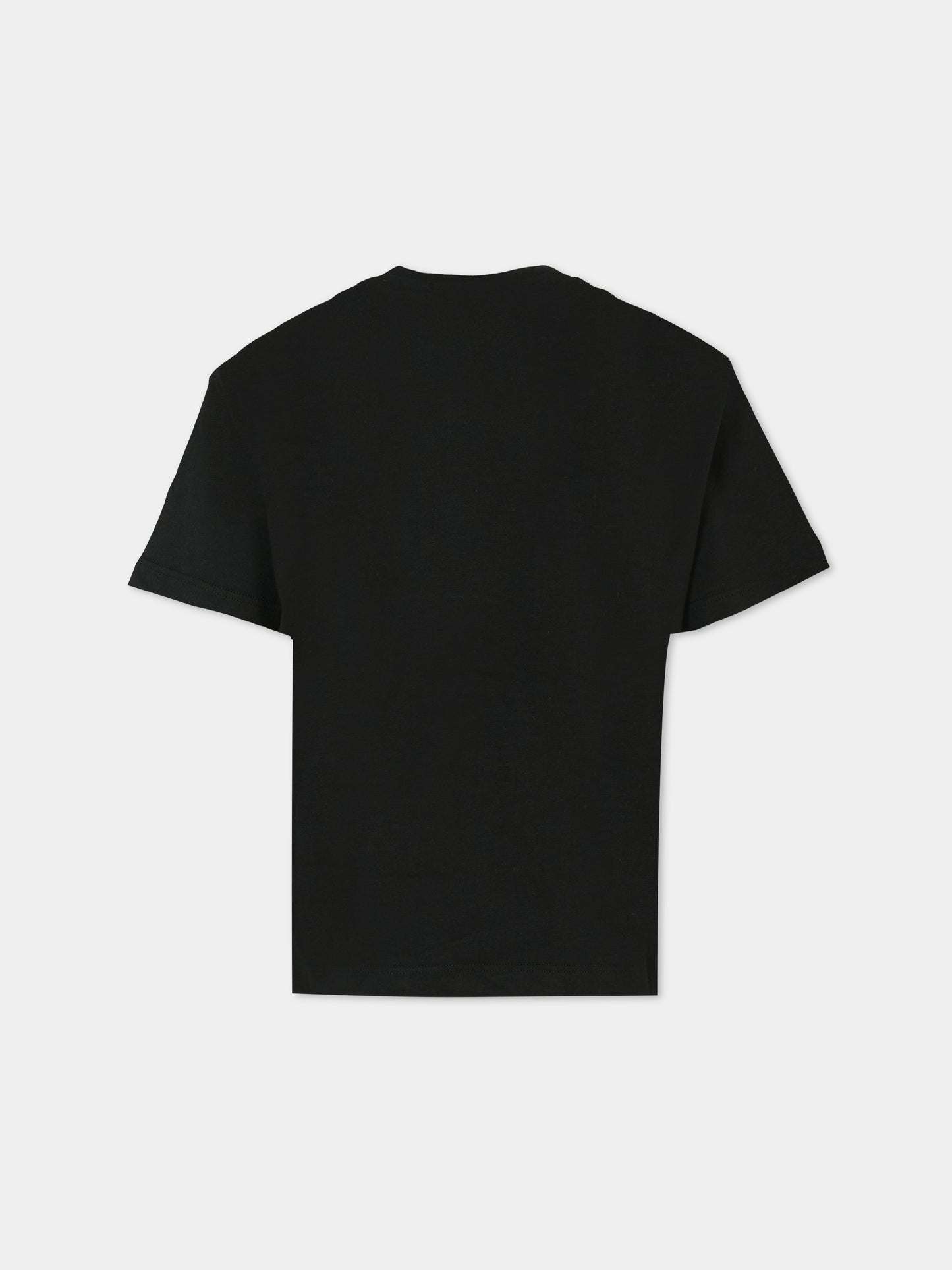 T-shirt nera per bambina con logo rosa,Msgm Kids,F5MSJUTH007 110/83