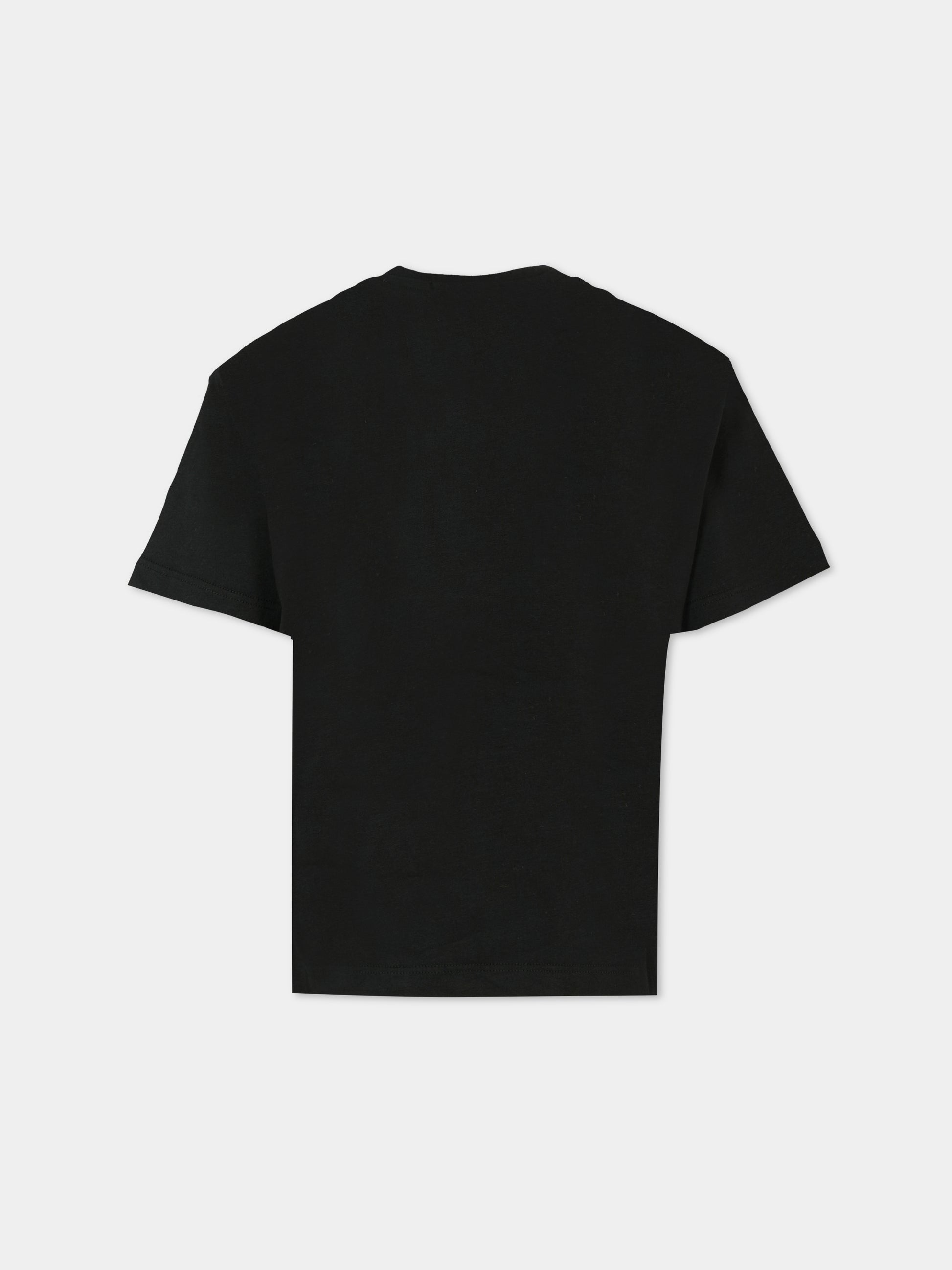 T-shirt nera per bambina con logo rosa,Msgm Kids,F5MSJUTH007 110/83