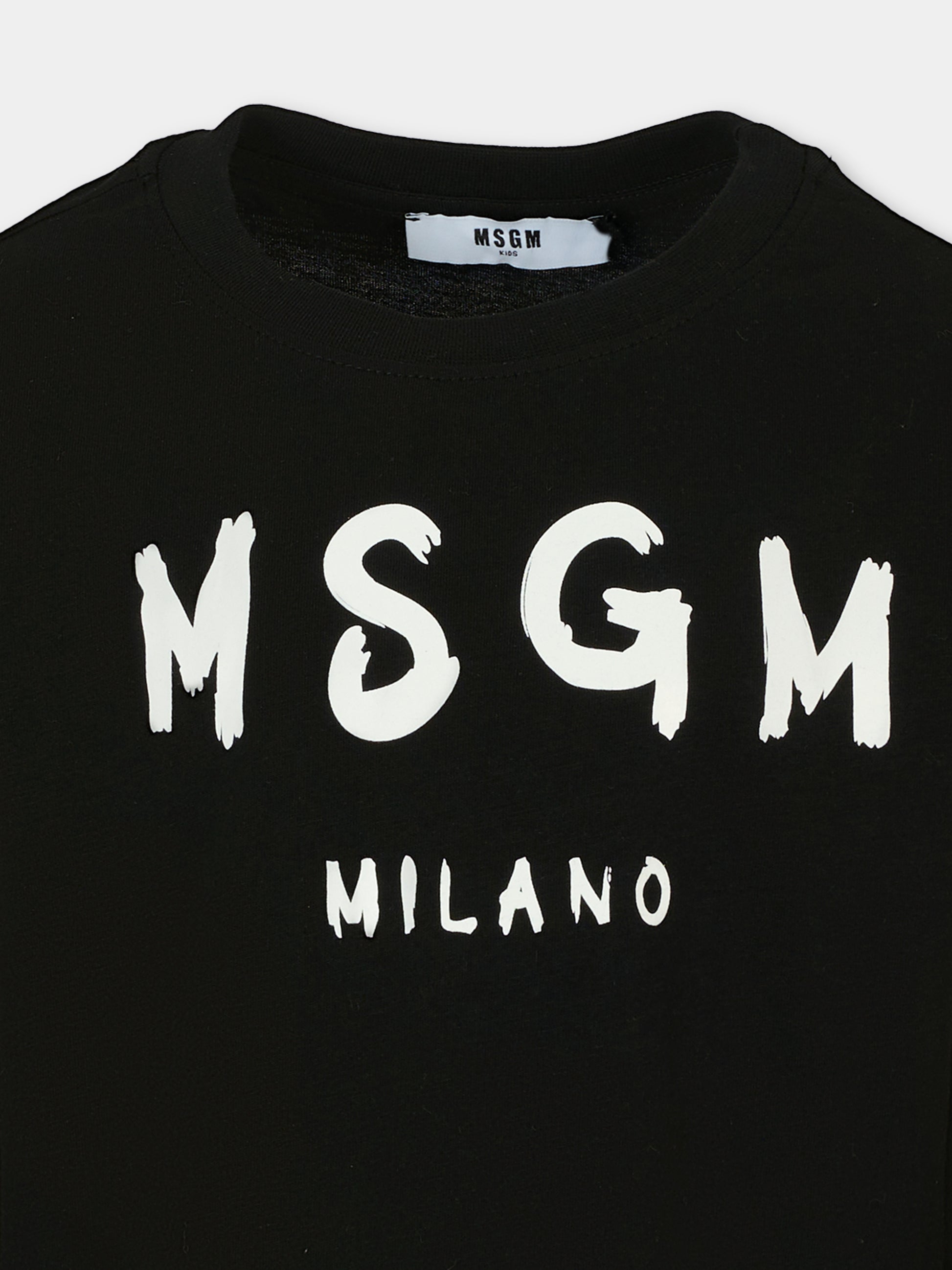 T-shirt nera per bambini con logo,Msgm Kids,F5MSJUTH008 110