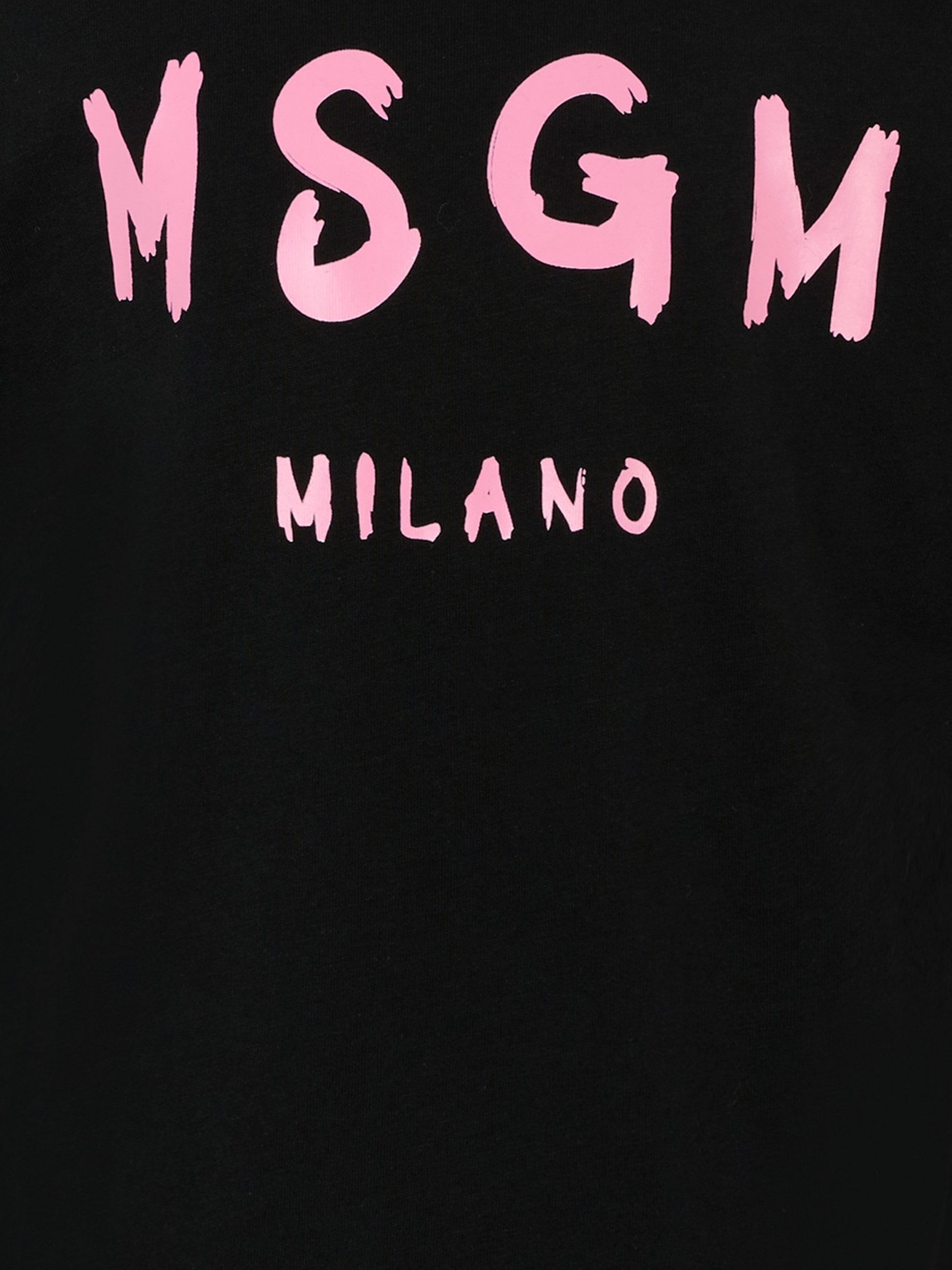 T-shirt nera per bambina con logo rosa,Msgm Kids,F5MSJUTH008 110/83