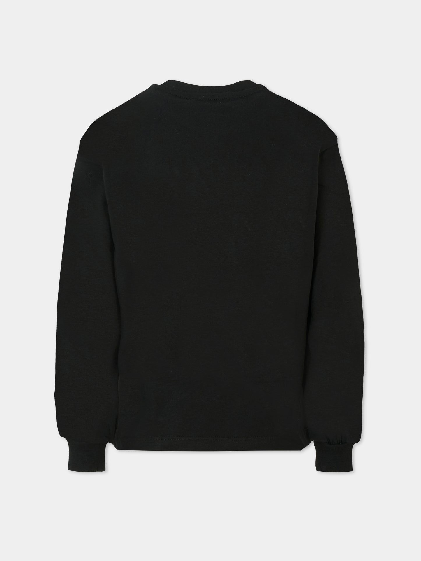 T-shirt nera per bambini con logo grigio,Msgm Kids,F5MSJUTH010 110