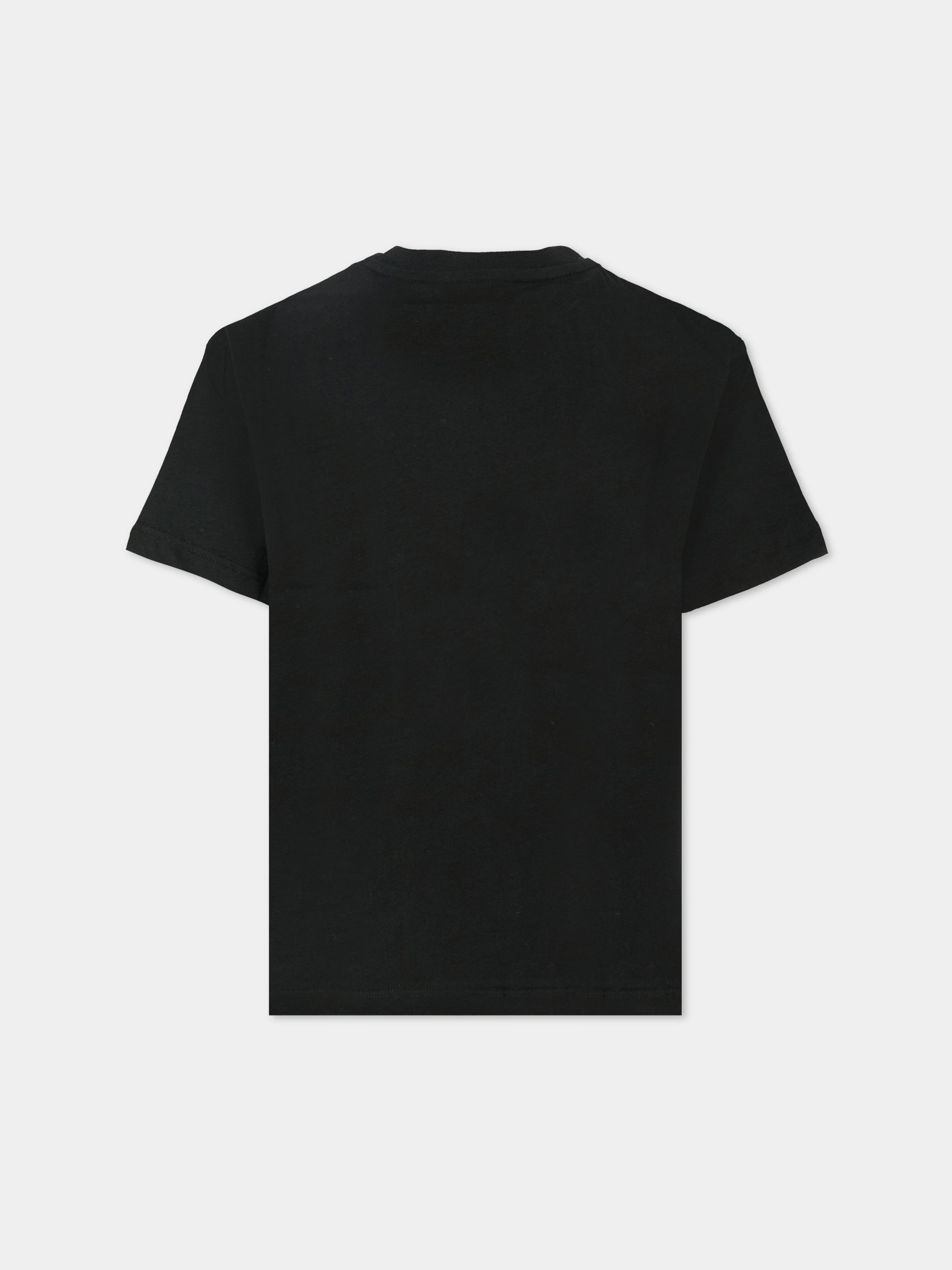 T-shirt nera per bambini con logo grigio,Msgm Kids,F5MSJUTH011 110