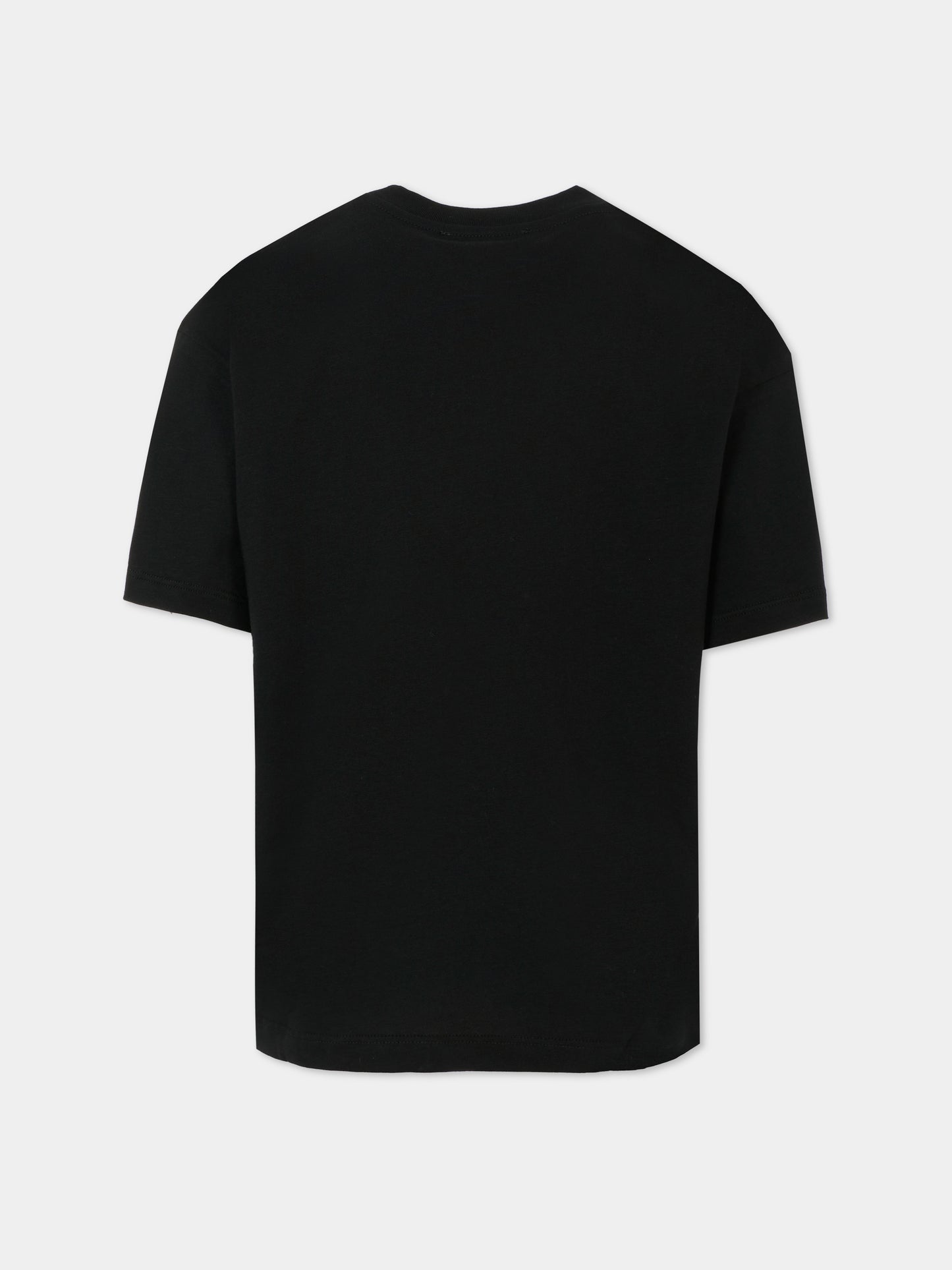 T-shirt nera per bambino con logo rosso,Msgm Kids,F5MSJUTH050 110