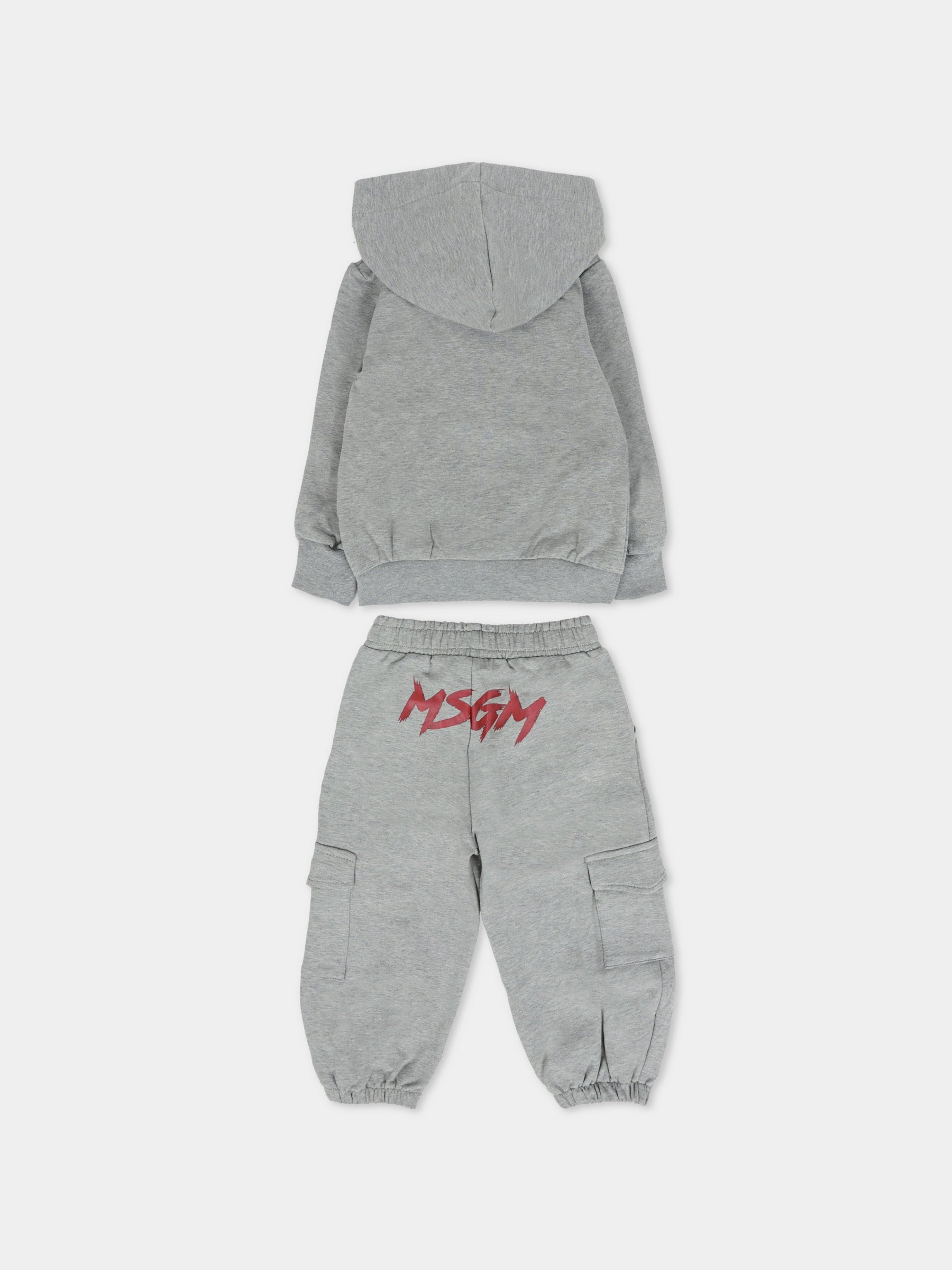 Completo grigio per neonato con logo,Msgm Kids,F5MSUNSF281 104