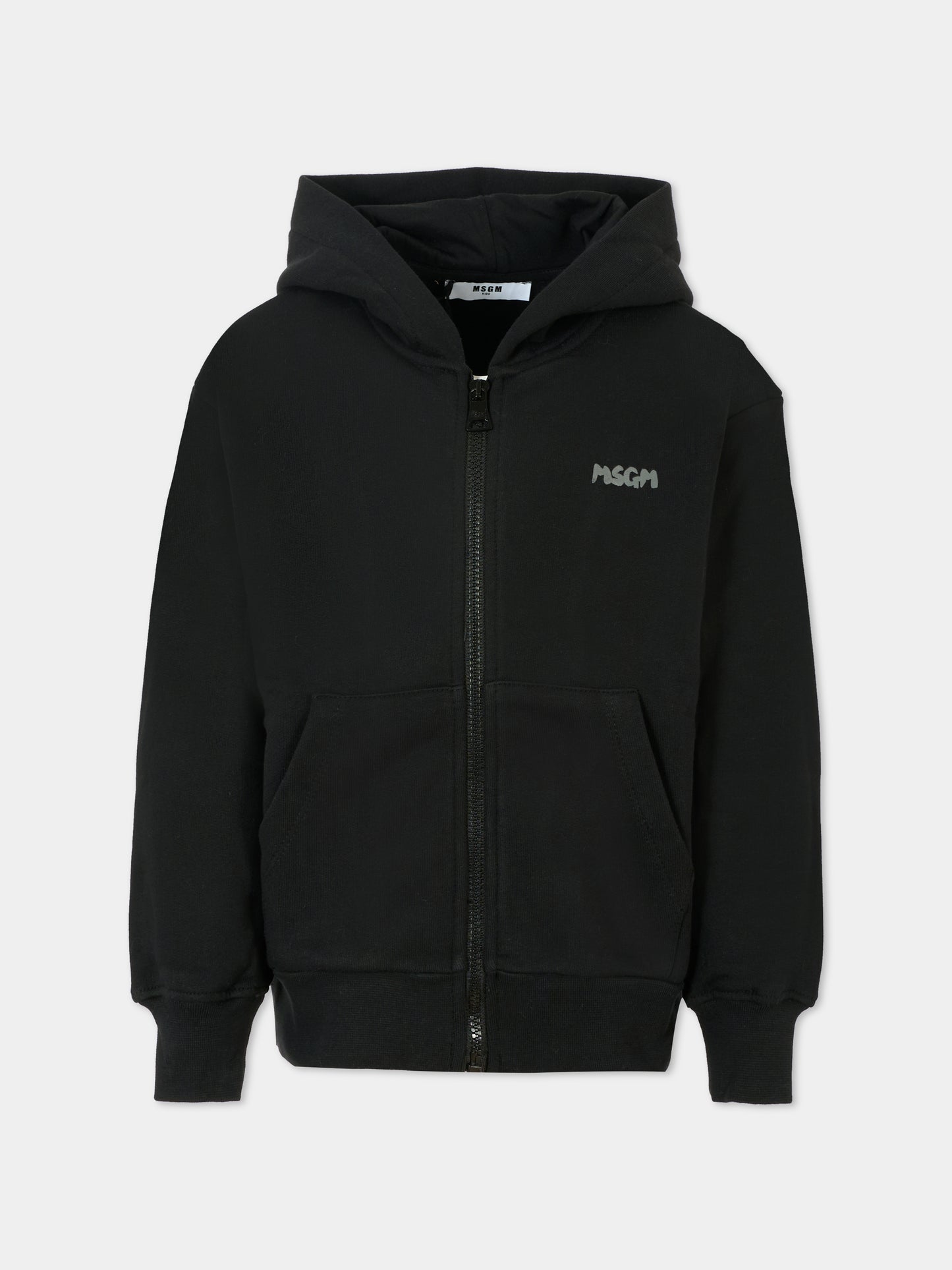 Felpa nera per bambini con logo grigio,Msgm Kids,F5MSJUZH002 110