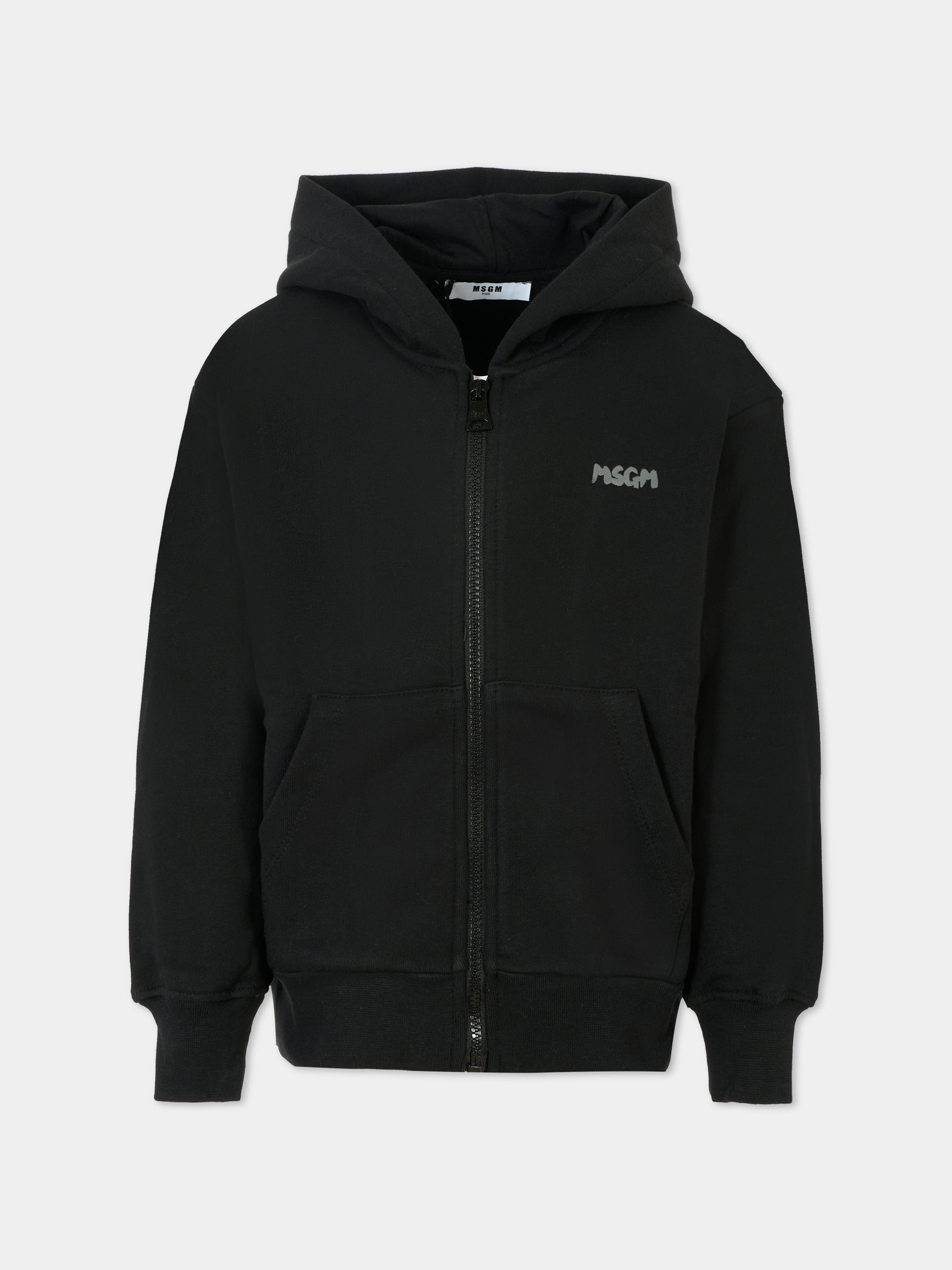 Felpa nera per bambini con logo grigio,Msgm Kids,F5MSJUZH002 110