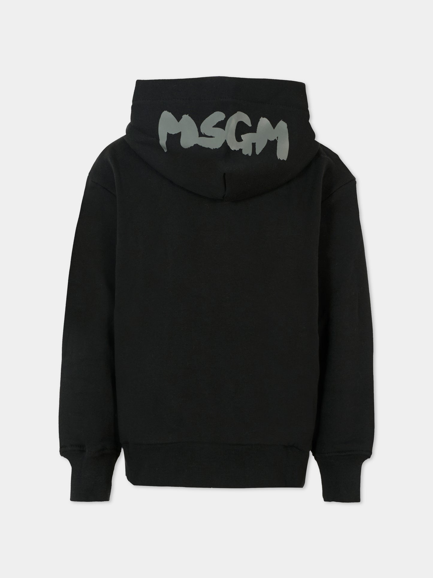 Felpa nera per bambini con logo grigio,Msgm Kids,F5MSJUZH002 110