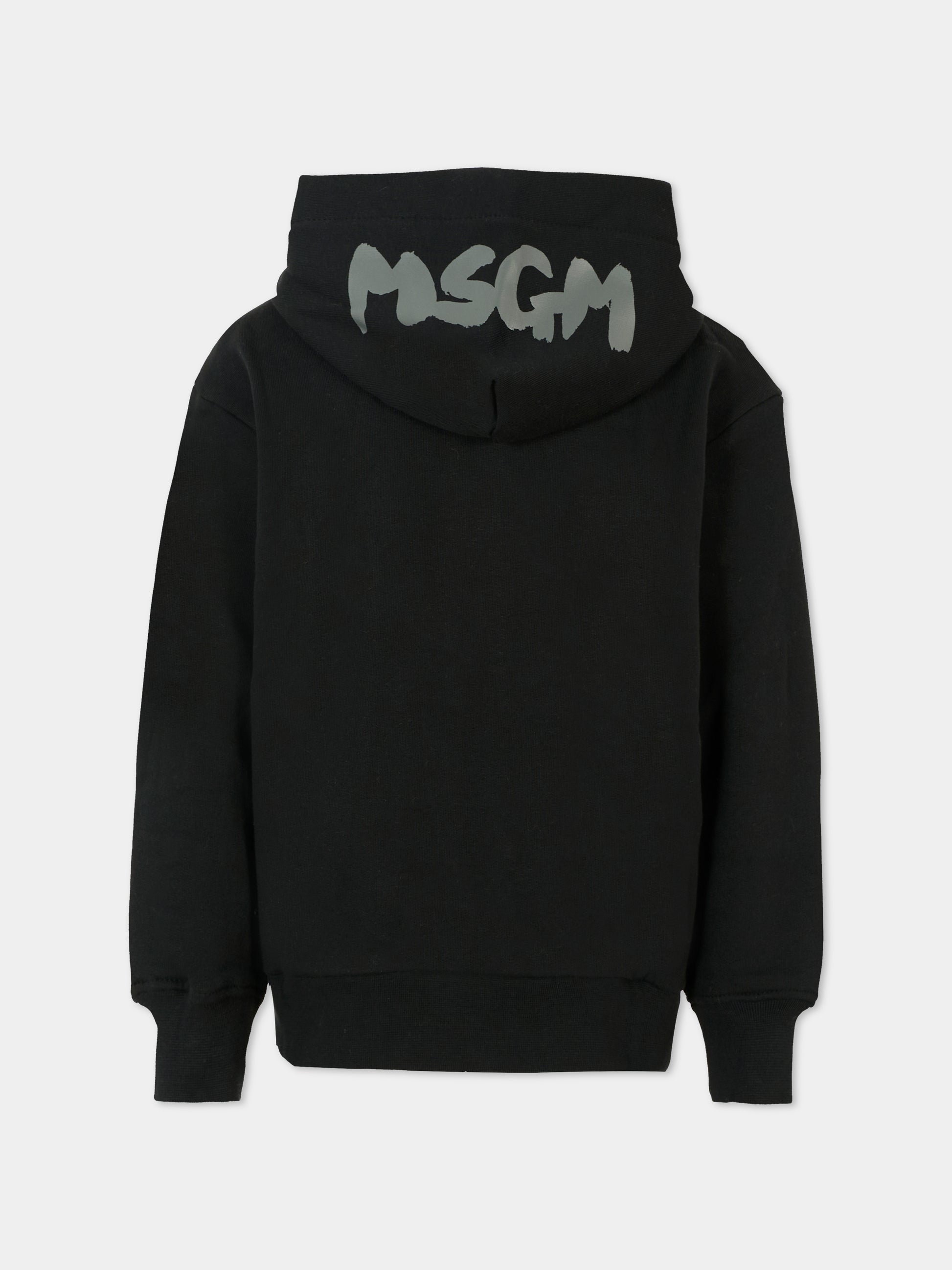 Felpa nera per bambini con logo grigio,Msgm Kids,F5MSJUZH002 110