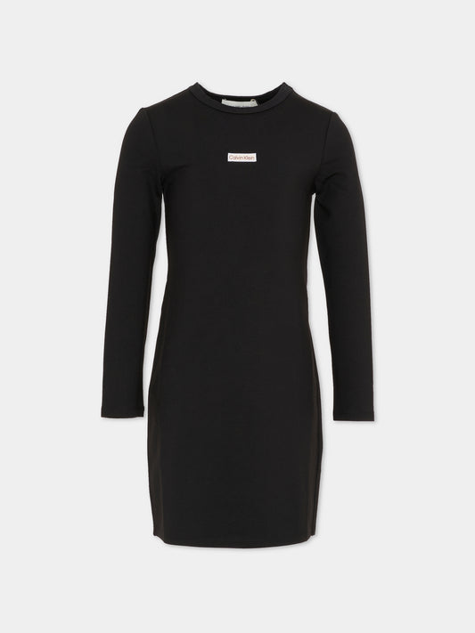 Vestito nero per bambina con logo,Calvin Klein Kids,25WCKIG0IG03042 BEH