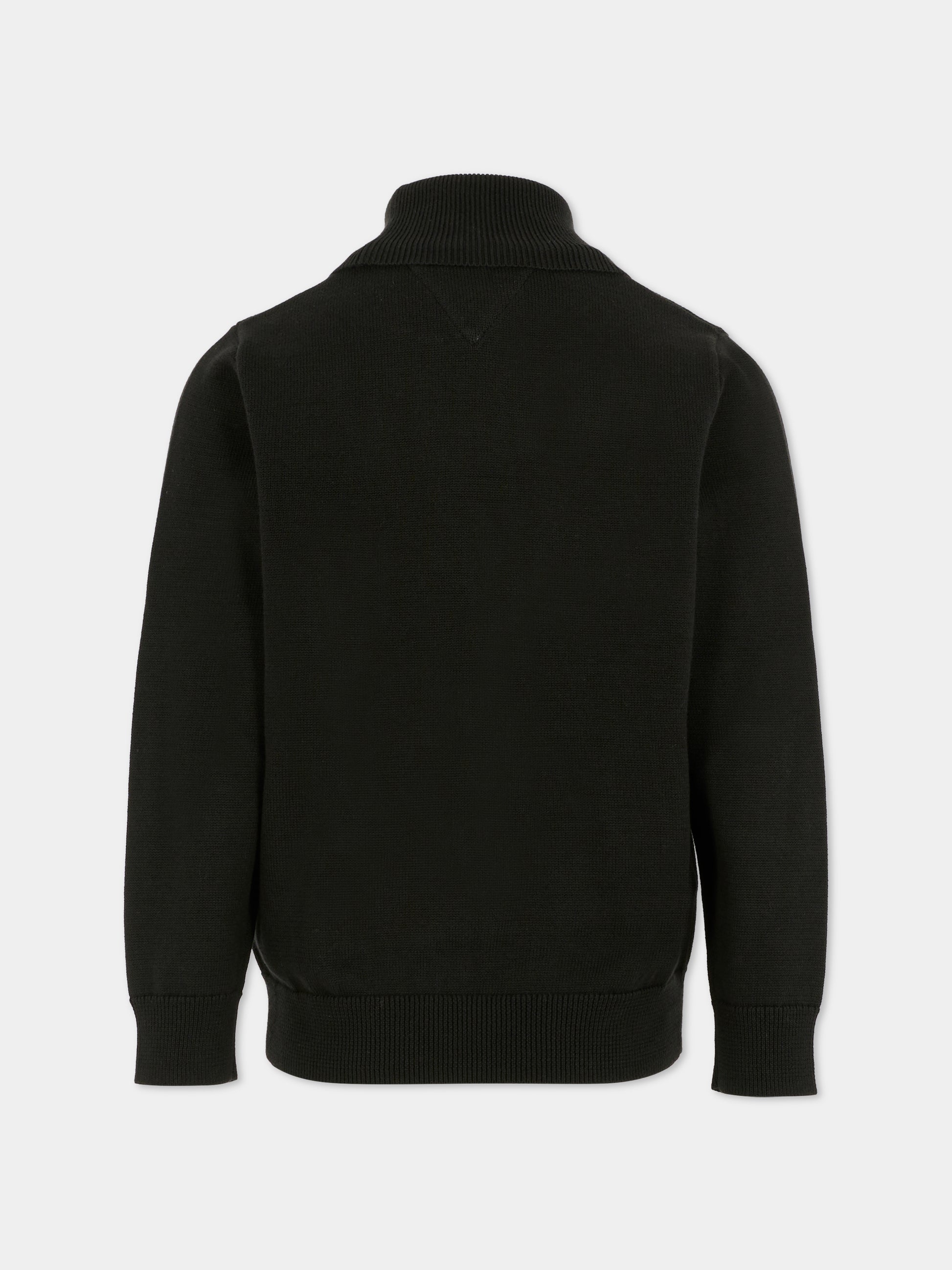 Dolcevita nero per bambino con bandierina,Tommy Hilfiger Junior,25WTHKB0KB09976 BDS