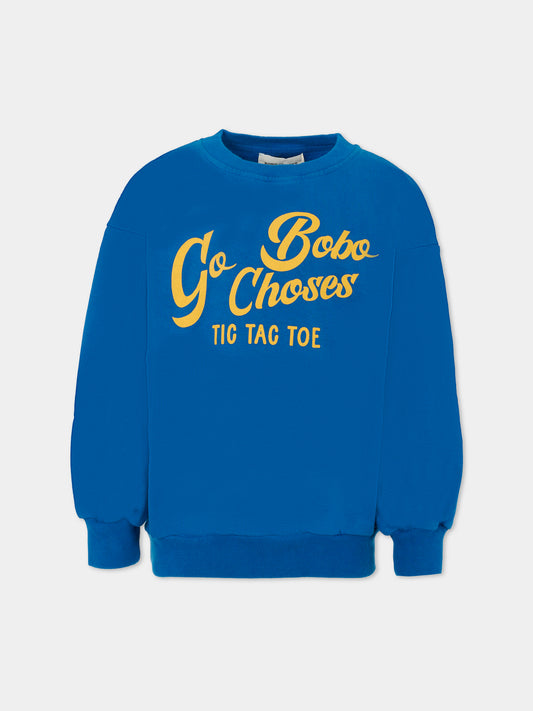 Felpa blu per bambini con logo giallo,Bobo Choses,B225AC028