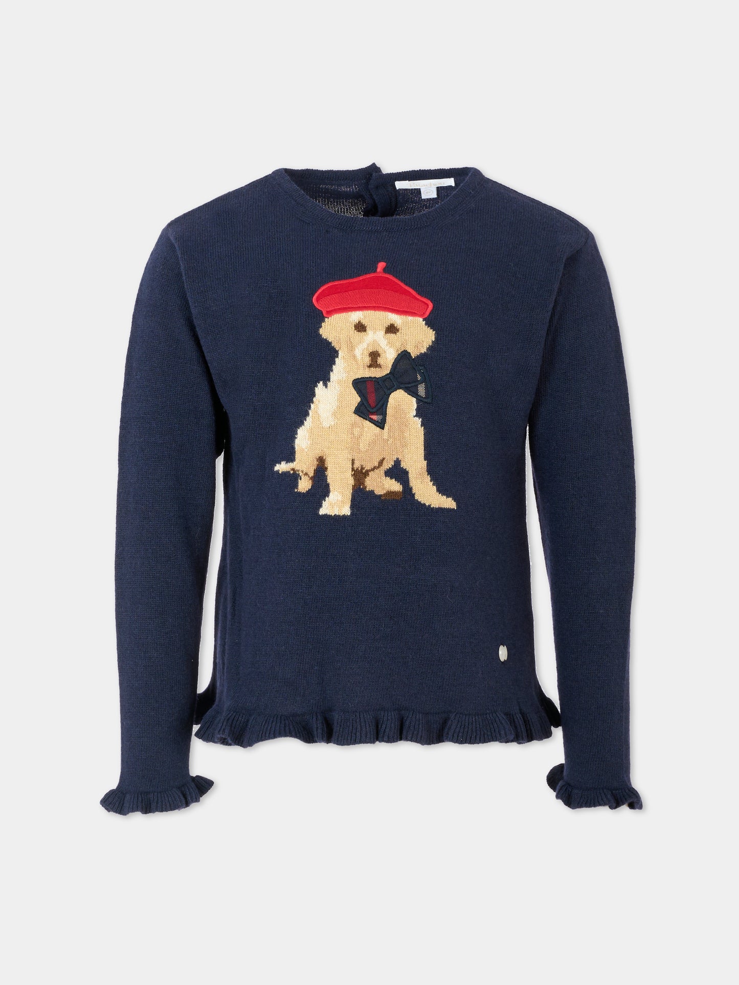 Maglione blu per bambina con cane,Patachou,PAP SWE4133269 360