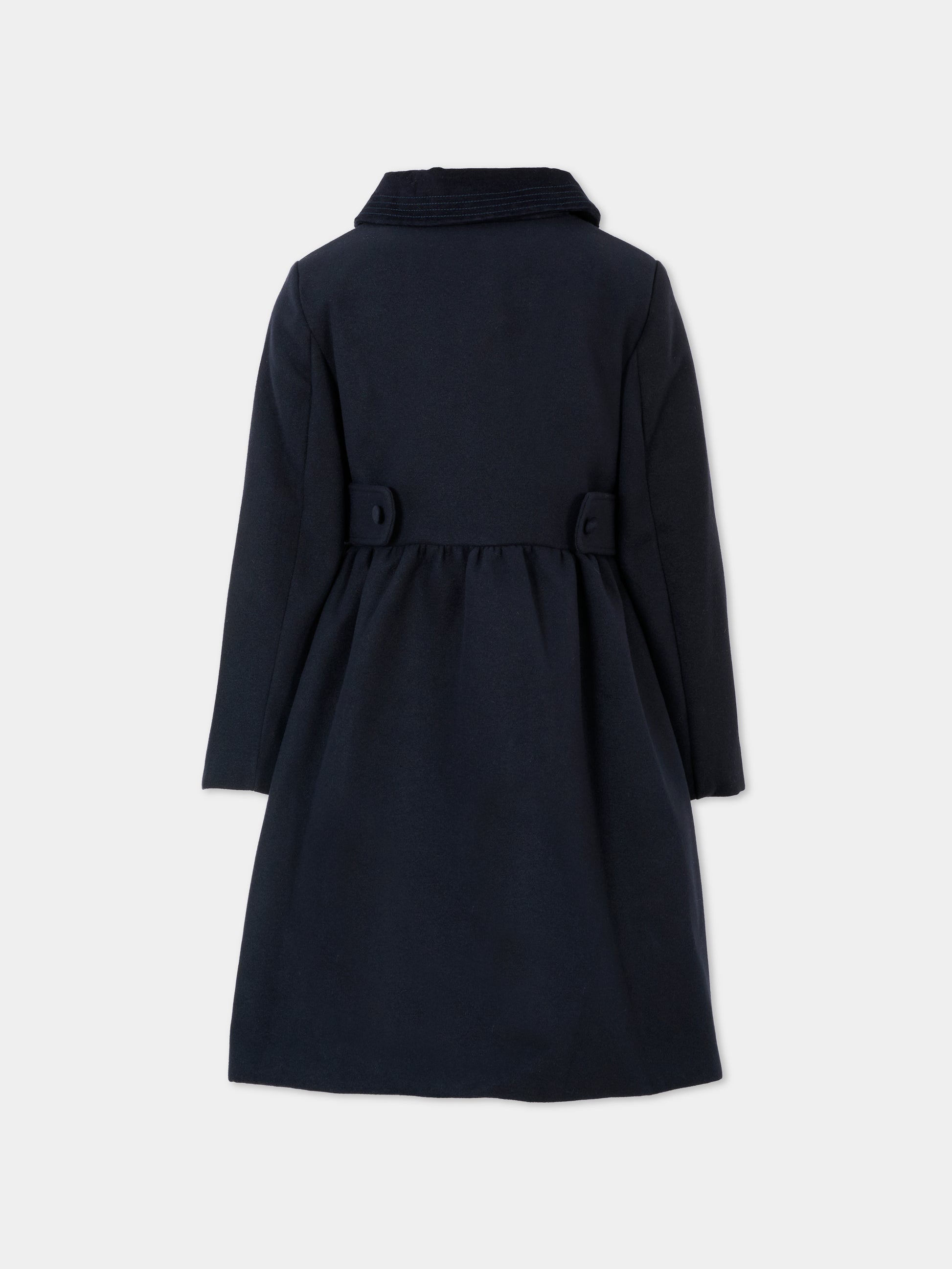 Cappotto blu per bambina con cintura,Patachou,PAP CA4133460 360