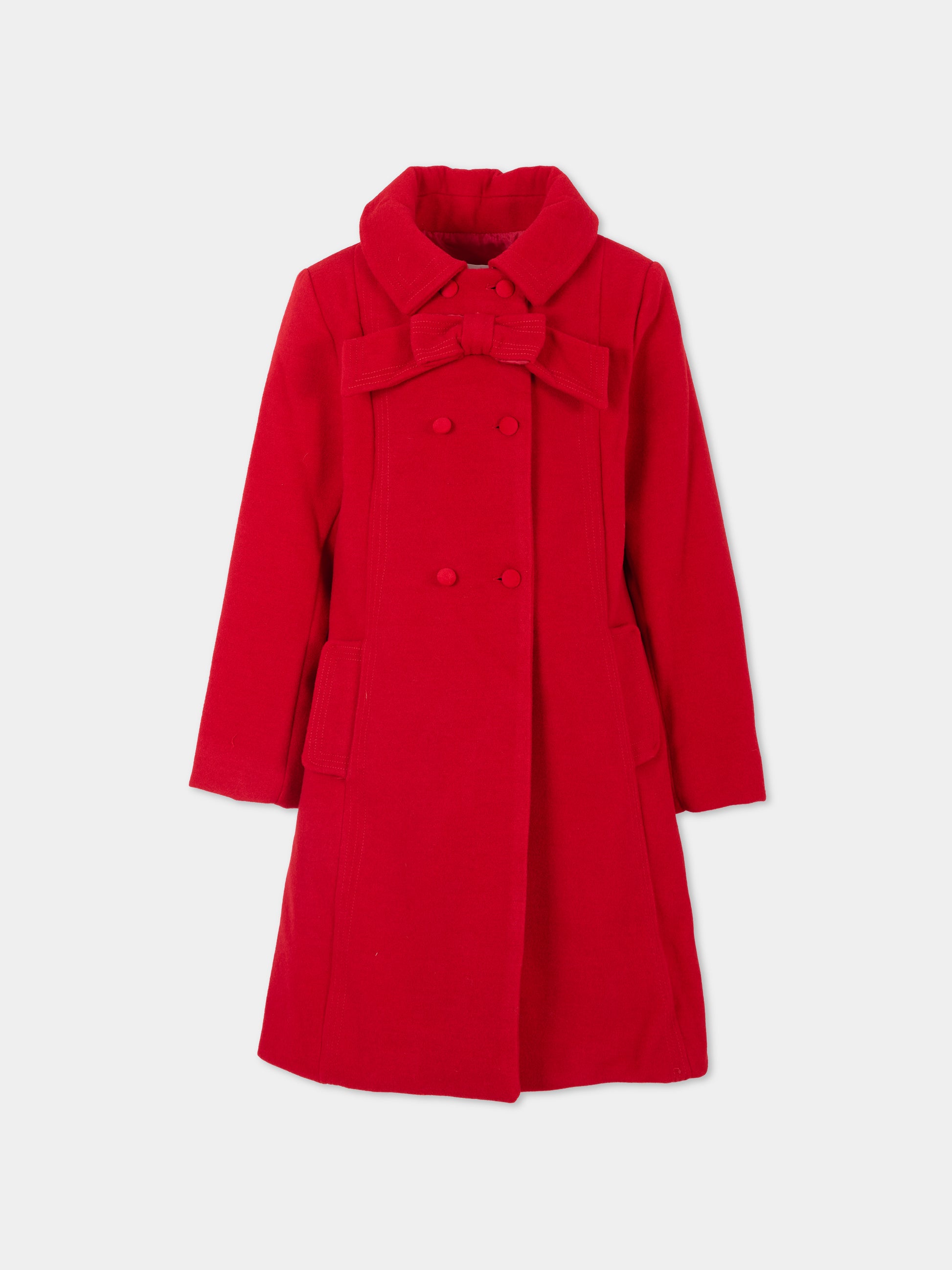 Cappotto rosso per bambina con fiocco,Patachou,PAP CA4133580 960